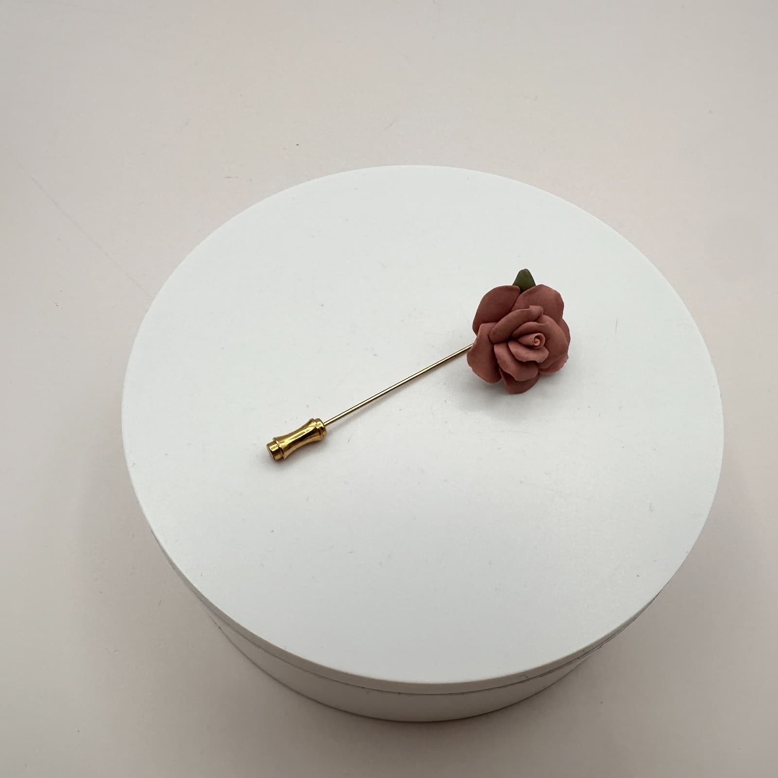 Vintage 90s Gold Tone Dusty Rose Floral Stick Pin Women's Classic Jewelry - Thumbnail 4