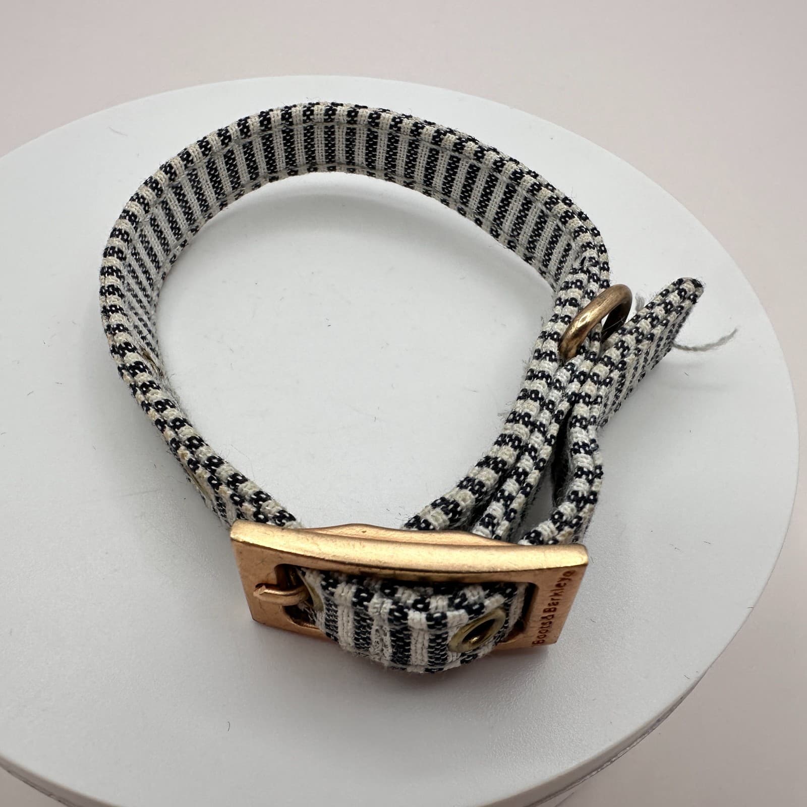 Vintage Y2K Gold Tone Boots & Barkley Black White Striped Dog Collar Buckle - Thumbnail 3