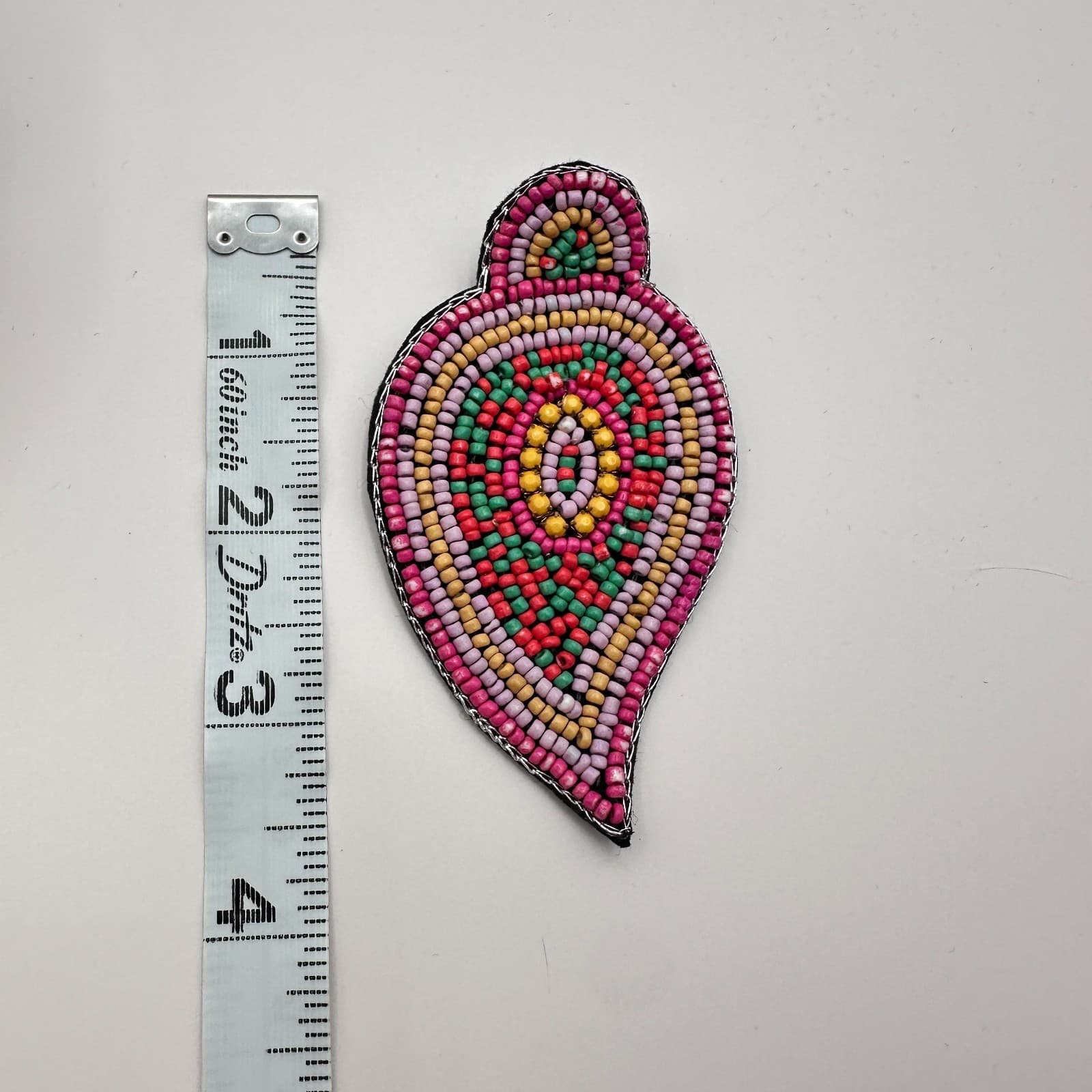 Vintage Y2K Polycrome Seed Beaded Teardrop Earrings Statement Women's Jewelry - Thumbnail 8
