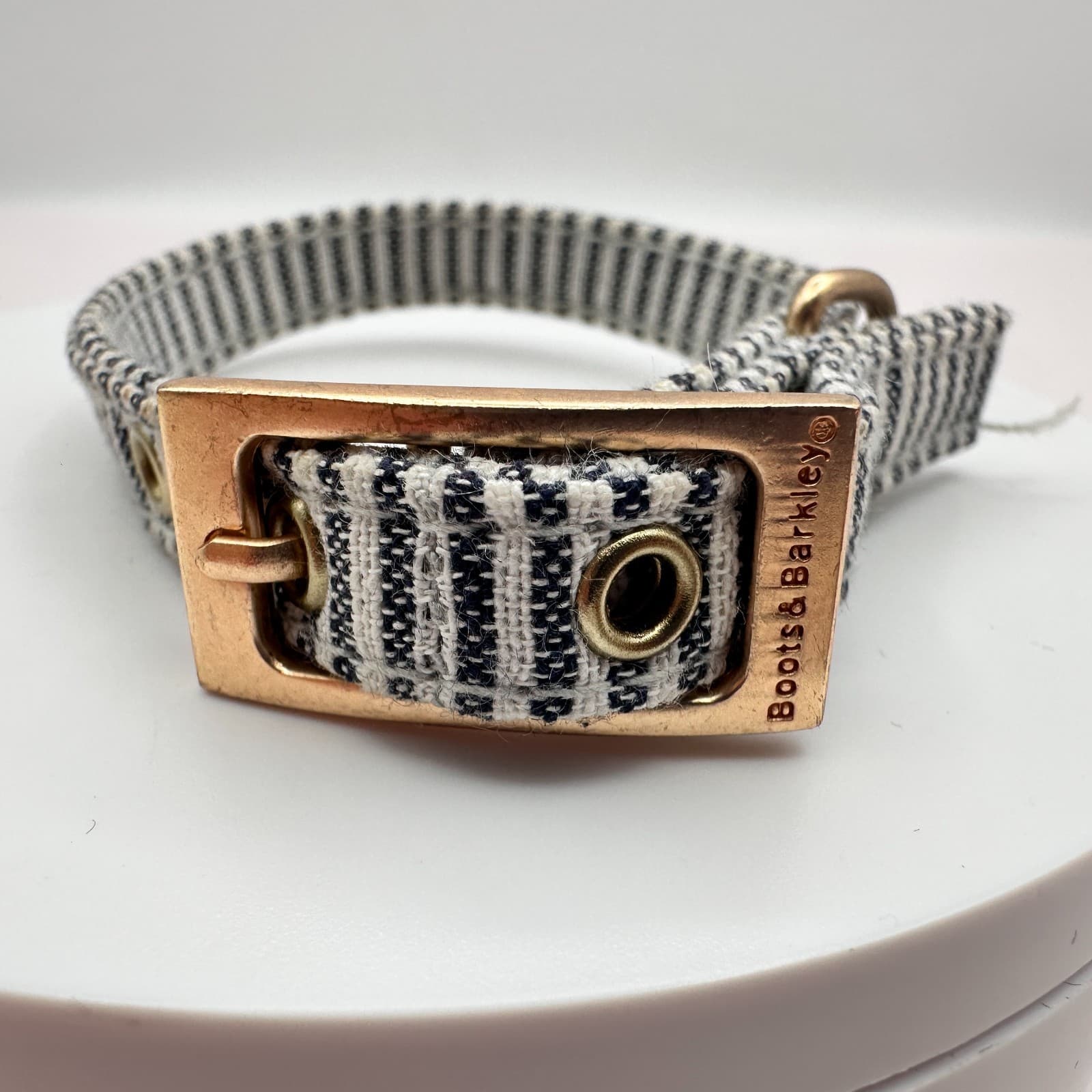 Vintage Y2K Gold Tone Boots & Barkley Black White Striped Dog Collar Buckle - Thumbnail 4