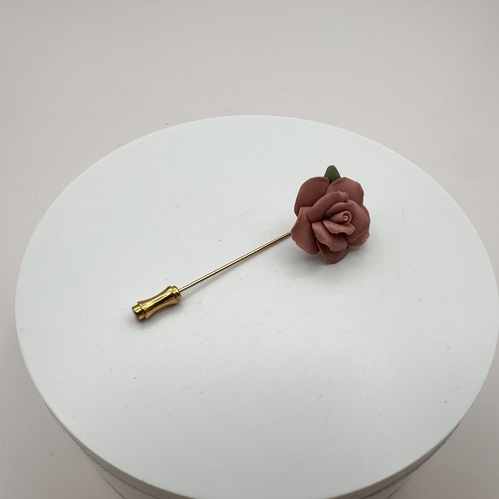 Vintage 90s Gold Tone Dusty Rose Floral Stick Pin Women's Classic Jewelry - Thumbnail 2