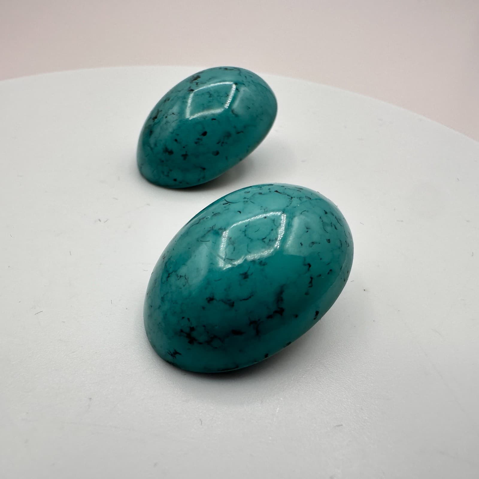 Vintage 80s Turquoise Earrings Women's Retro Boho Classic Fashion Jewelry - Thumbnail 2