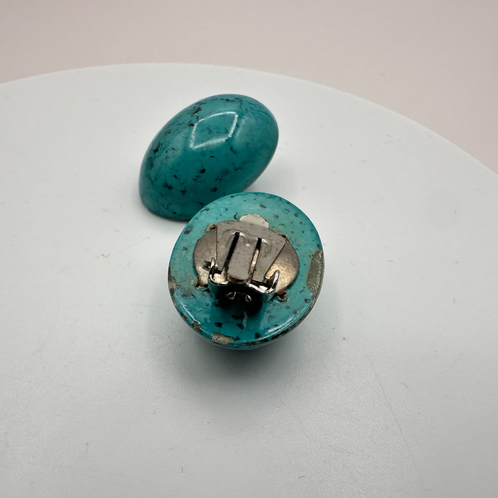 Vintage 80s Turquoise Earrings Women's Retro Boho Classic Fashion Jewelry - Thumbnail 3
