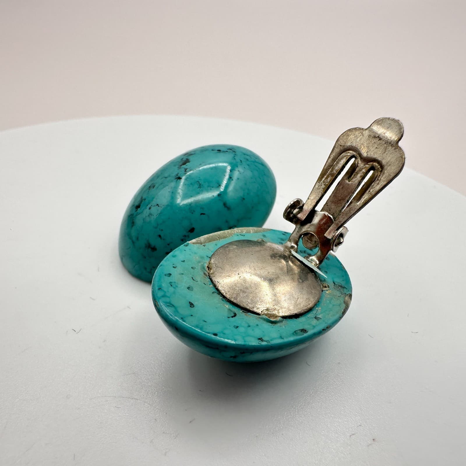 Vintage 80s Turquoise Earrings Women's Retro Boho Classic Fashion Jewelry - Thumbnail 4