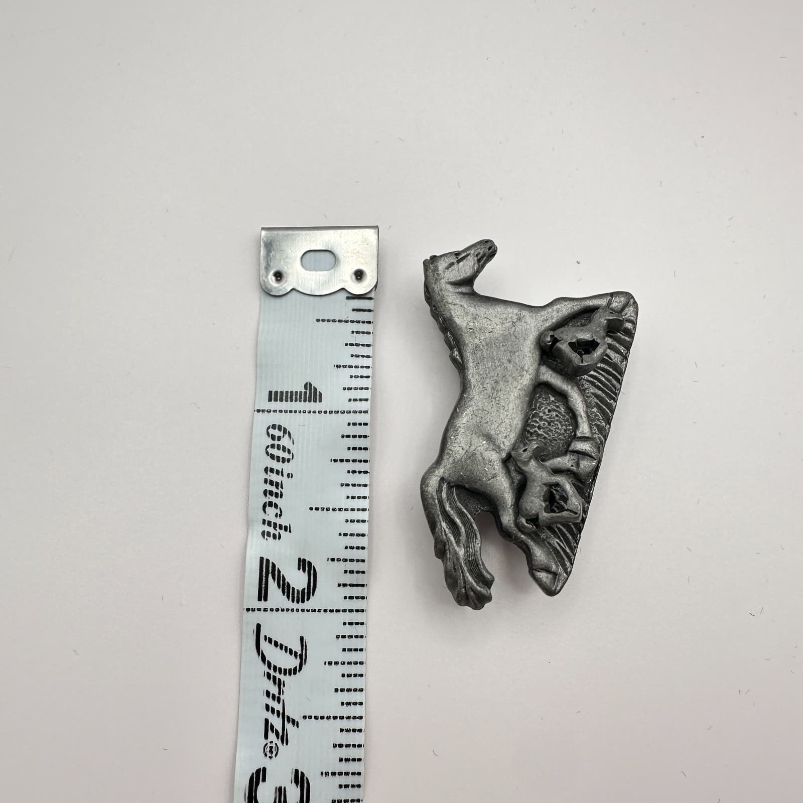 Vintage 90s Pewter Finish Mare Brooch Pin & Stud Earring Set Women's Jewelry - Thumbnail 9