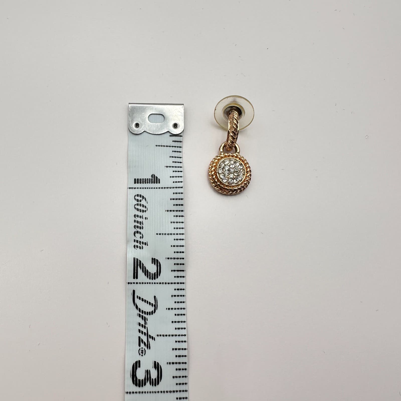 Vintage 90s Gold Tone Glass Pave Round Drop Dangle Earrings Fashion Jewelry - Thumbnail 6
