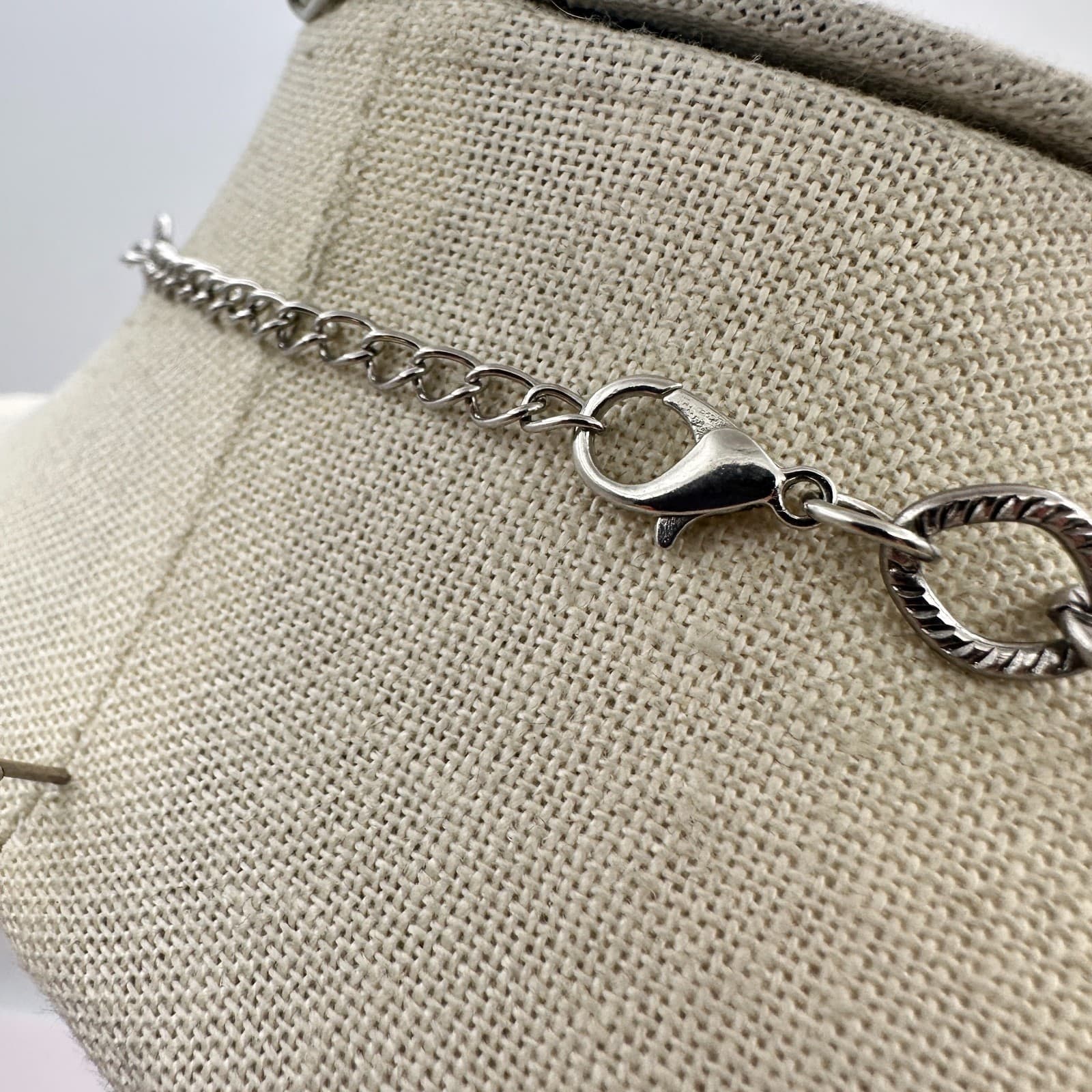 Vintage 80s Global Glamour Silver Short Statement Necklace Smoky Gems Jewelry - Thumbnail 9
