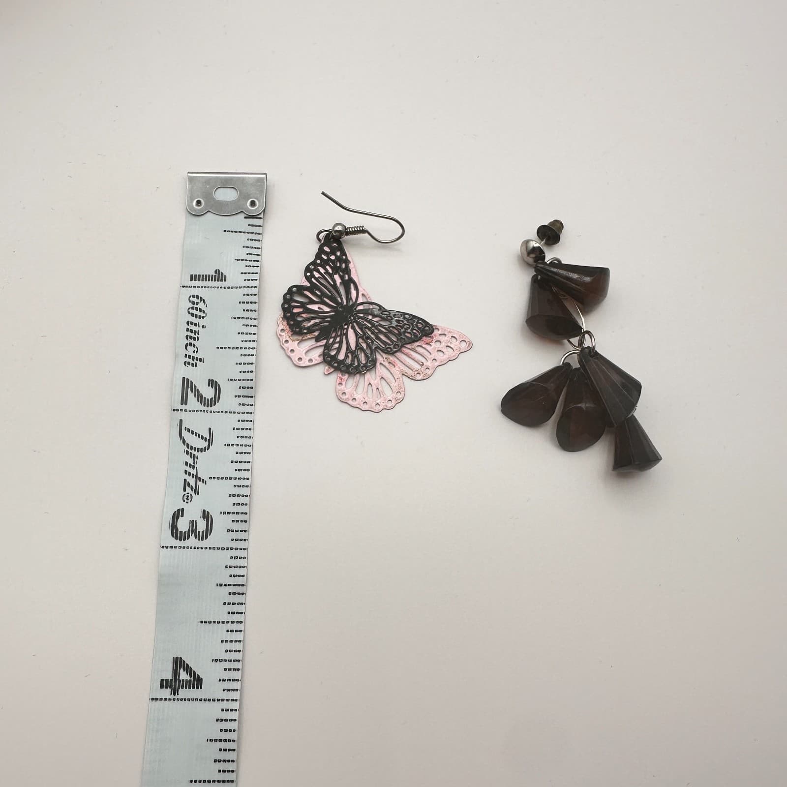 VTG Y2K Smoky Brown Beaded Double Butterfly Dangle Earrings Set 2 Pair Jewelry - Thumbnail 9