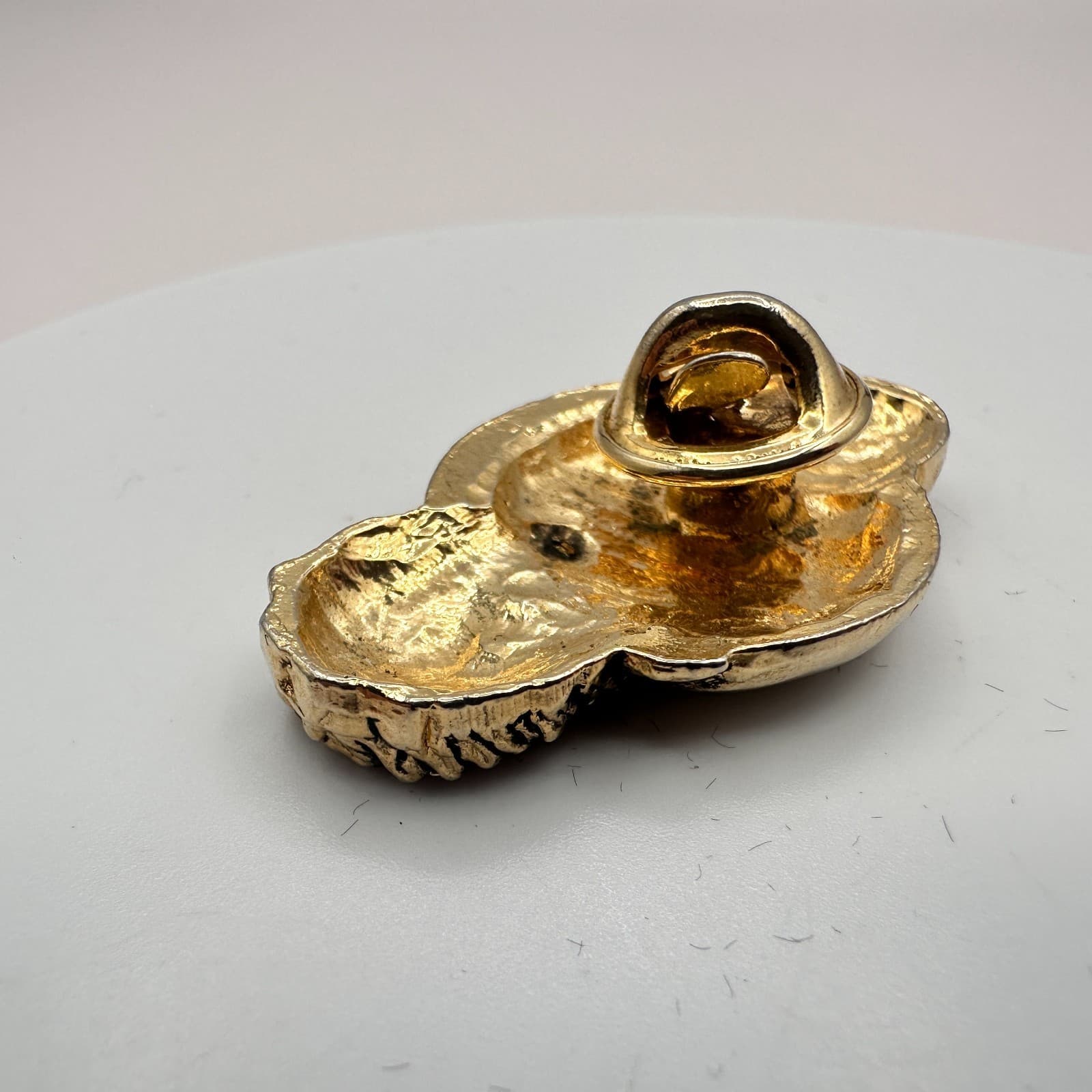 Vintage 80s Gold Tone Man with Turban Face Pin Brooch Middle Eastern Jewelry - Thumbnail 4