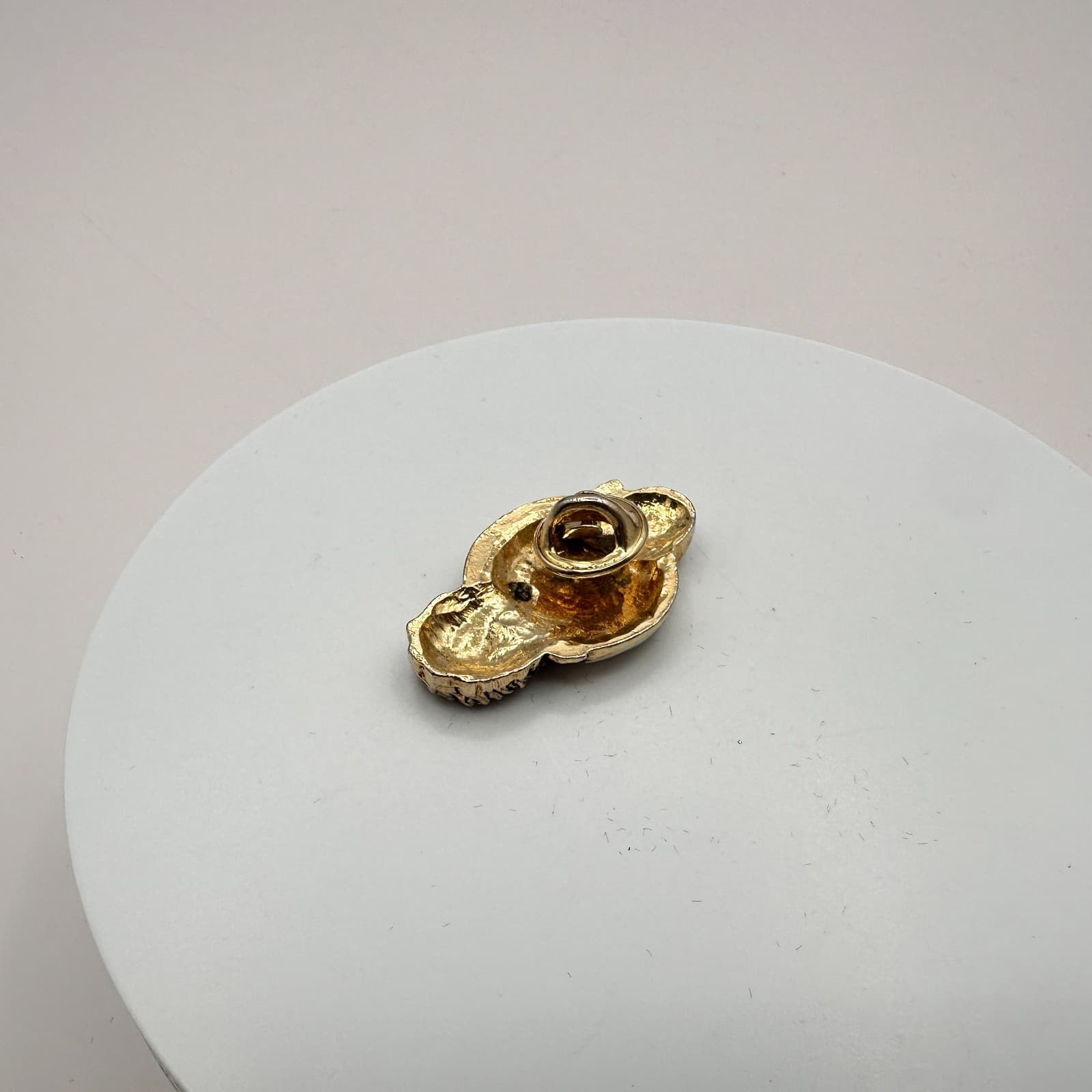 Vintage 80s Gold Tone Man with Turban Face Pin Brooch Middle Eastern Jewelry - Thumbnail 5