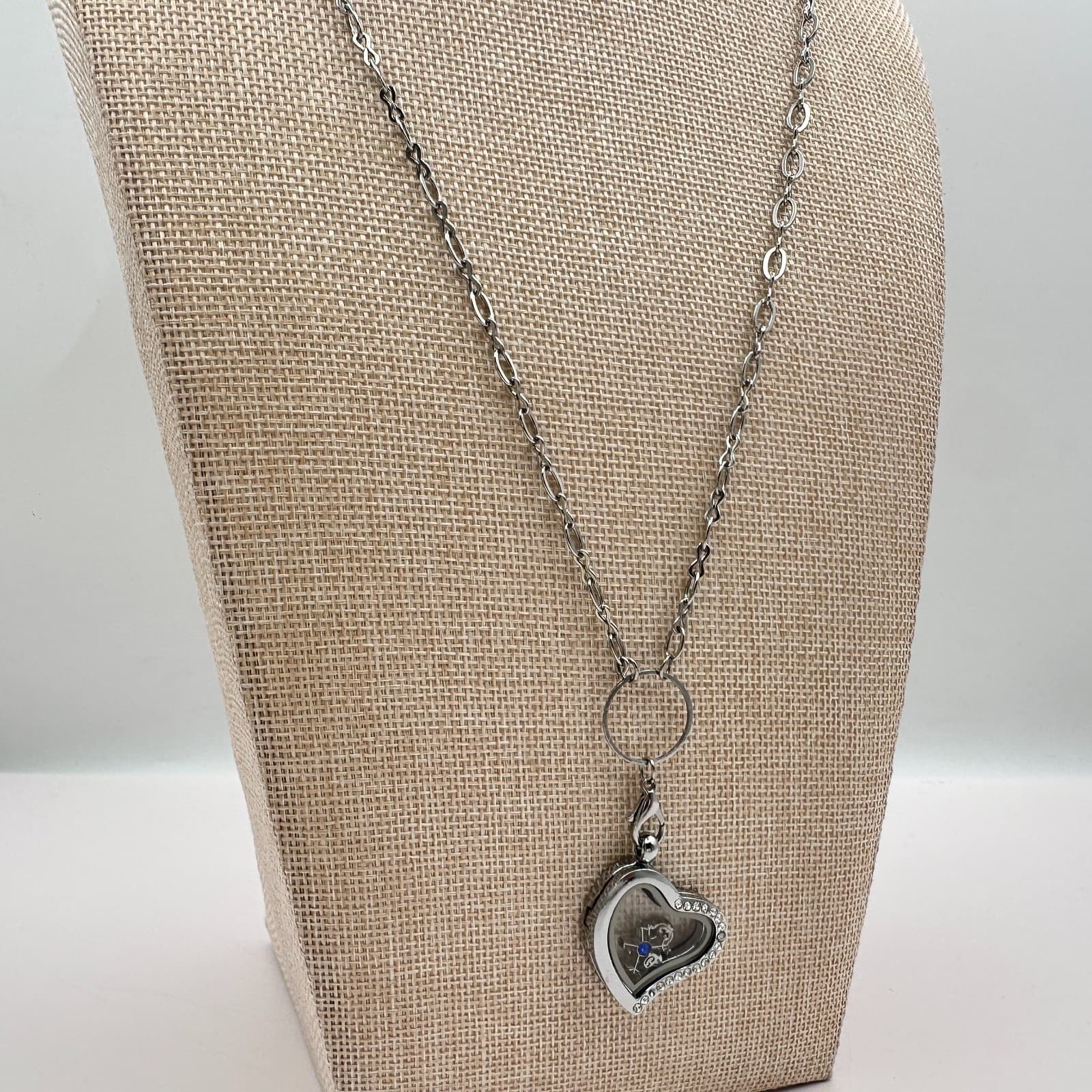 Vintage 90s Heart Glass Living Locket Pendant Necklace Custom Charms Jewelry - Thumbnail 7