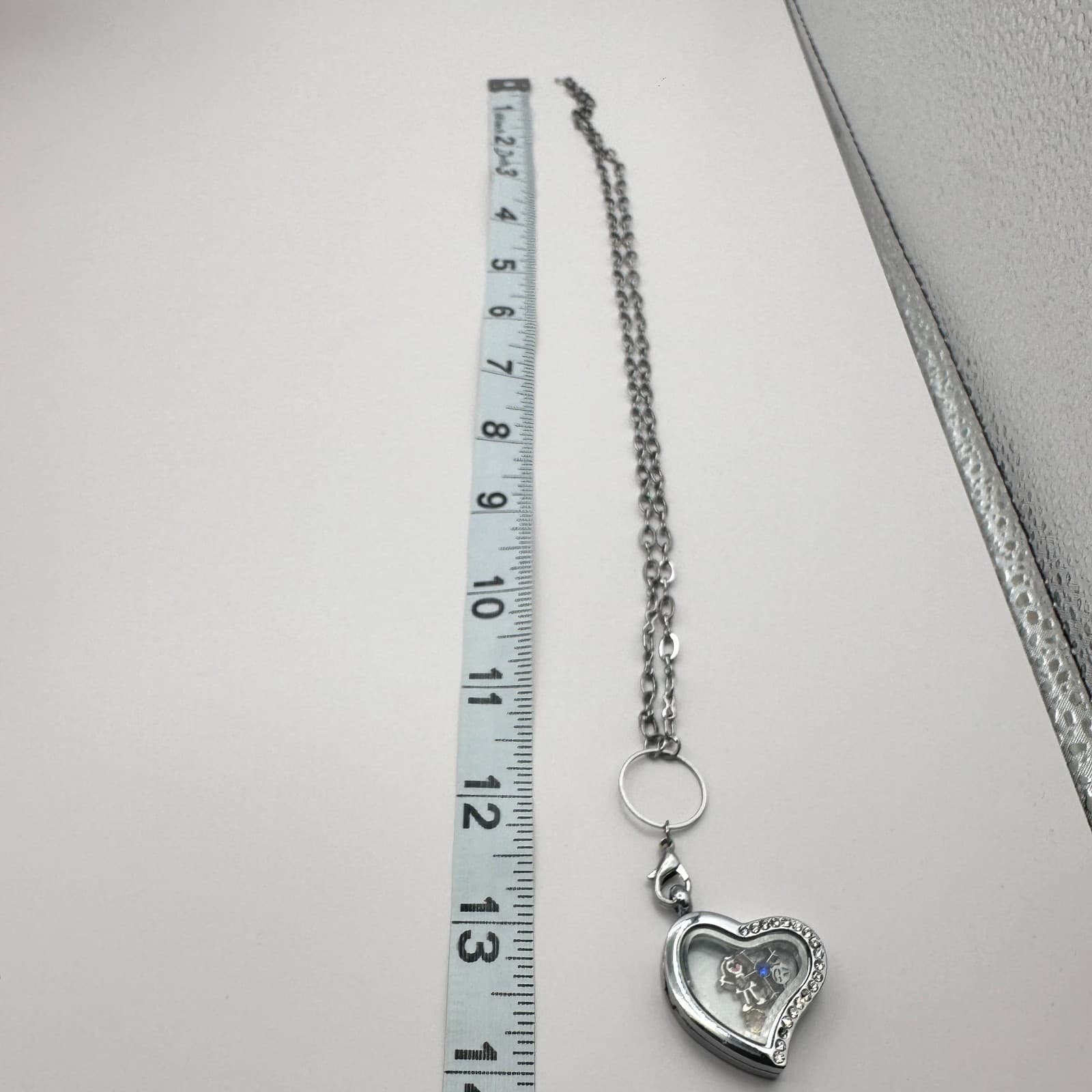 Vintage 90s Heart Glass Living Locket Pendant Necklace Custom Charms Jewelry - Thumbnail 8