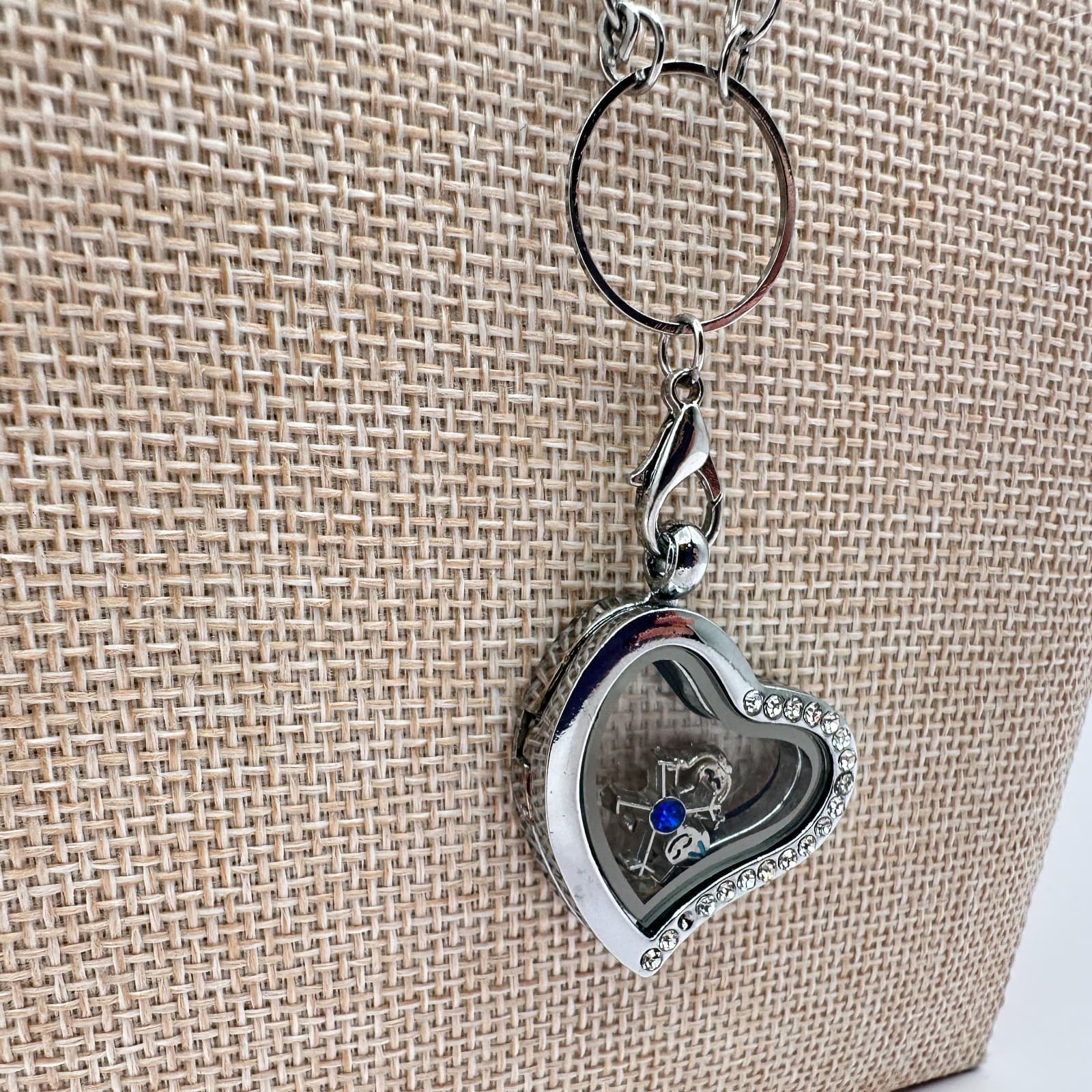 Vintage 90s Heart Glass Living Locket Pendant Necklace Custom Charms Jewelry - Thumbnail 5