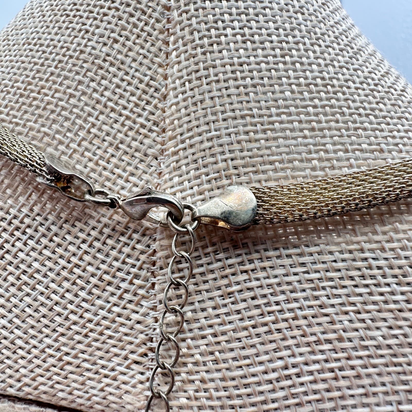 Vintage 80s Gold Over Silver Tone Mesh Milanes Choker Statement Necklace Jewelry - Thumbnail 8