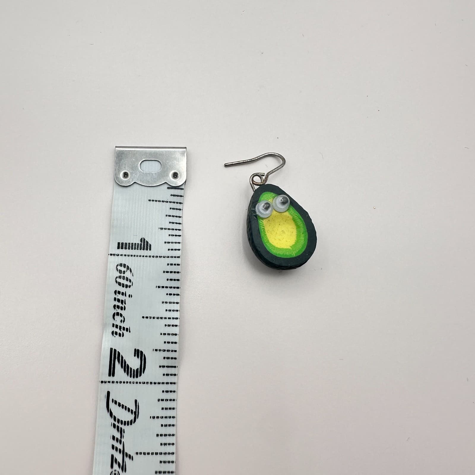 Vintage 90s Avocado Googly Eye Dangle Earrings Green Polymer Clay Fun Fashion - Thumbnail 6