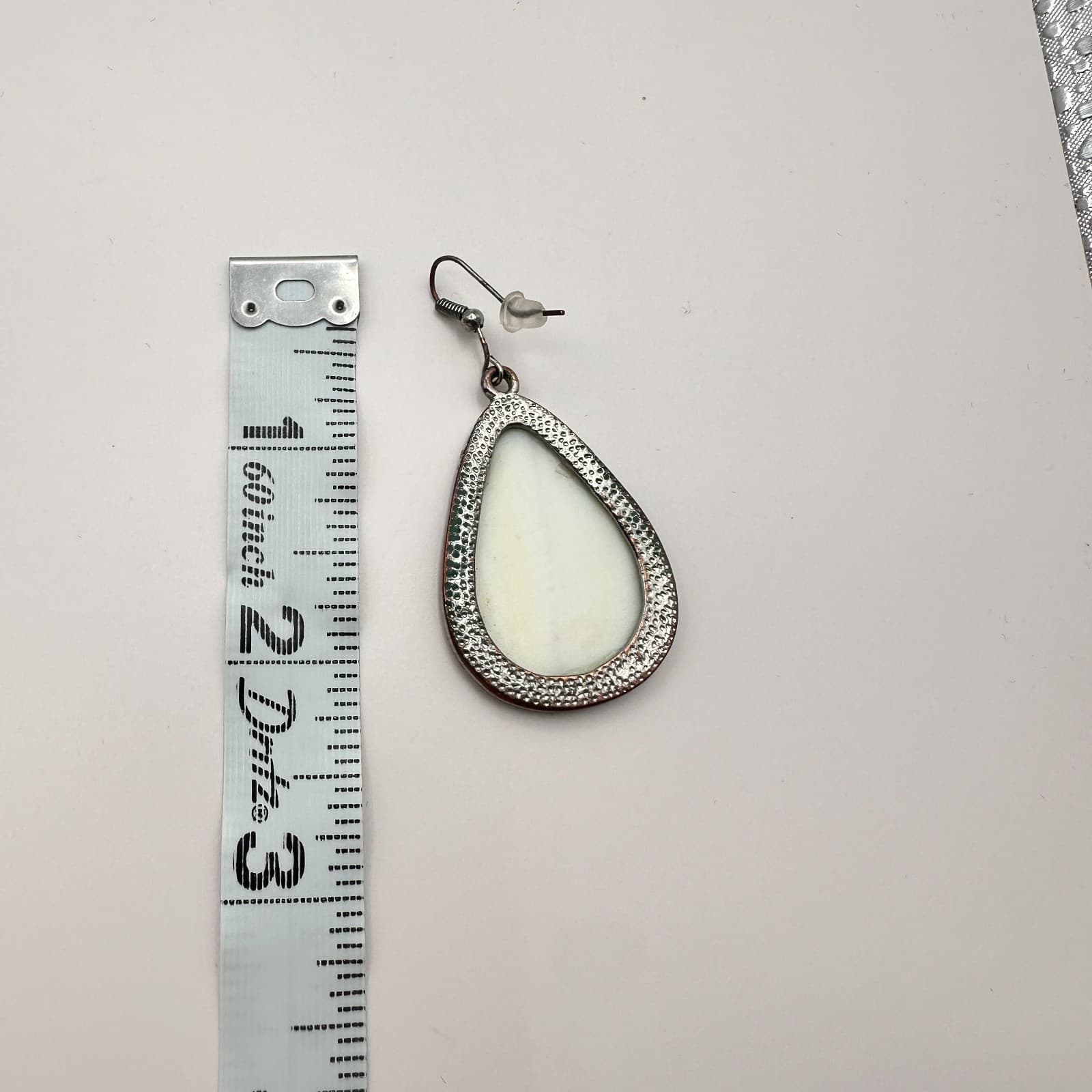 Vintage Y2K Silver Tone White Pearl Teardrop Dangle Earrings Boho Jewelry - Thumbnail 7