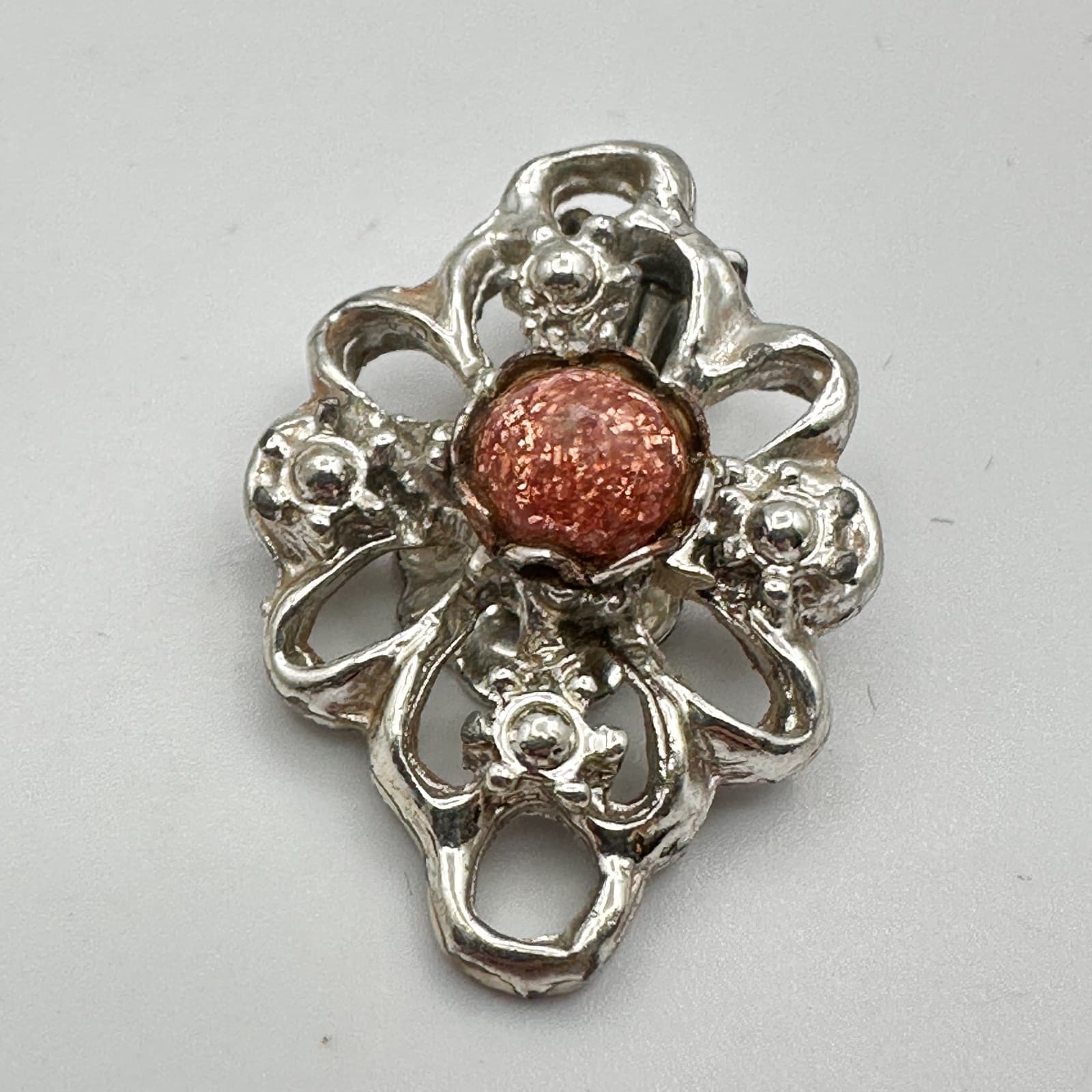 Vintage 90s Silver Tone Sparkling Stone Swirly Filigree Earrings Women's Jewelry - Thumbnail 5