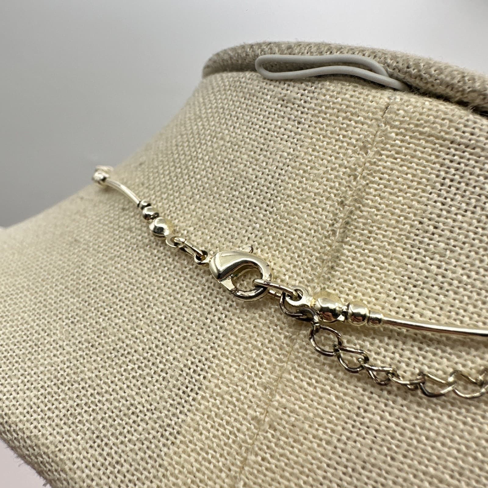 Vintage Y2K Silver Tone Beaded Bar Choker Necklace Retro Women's Classic Jewelry - Thumbnail 7