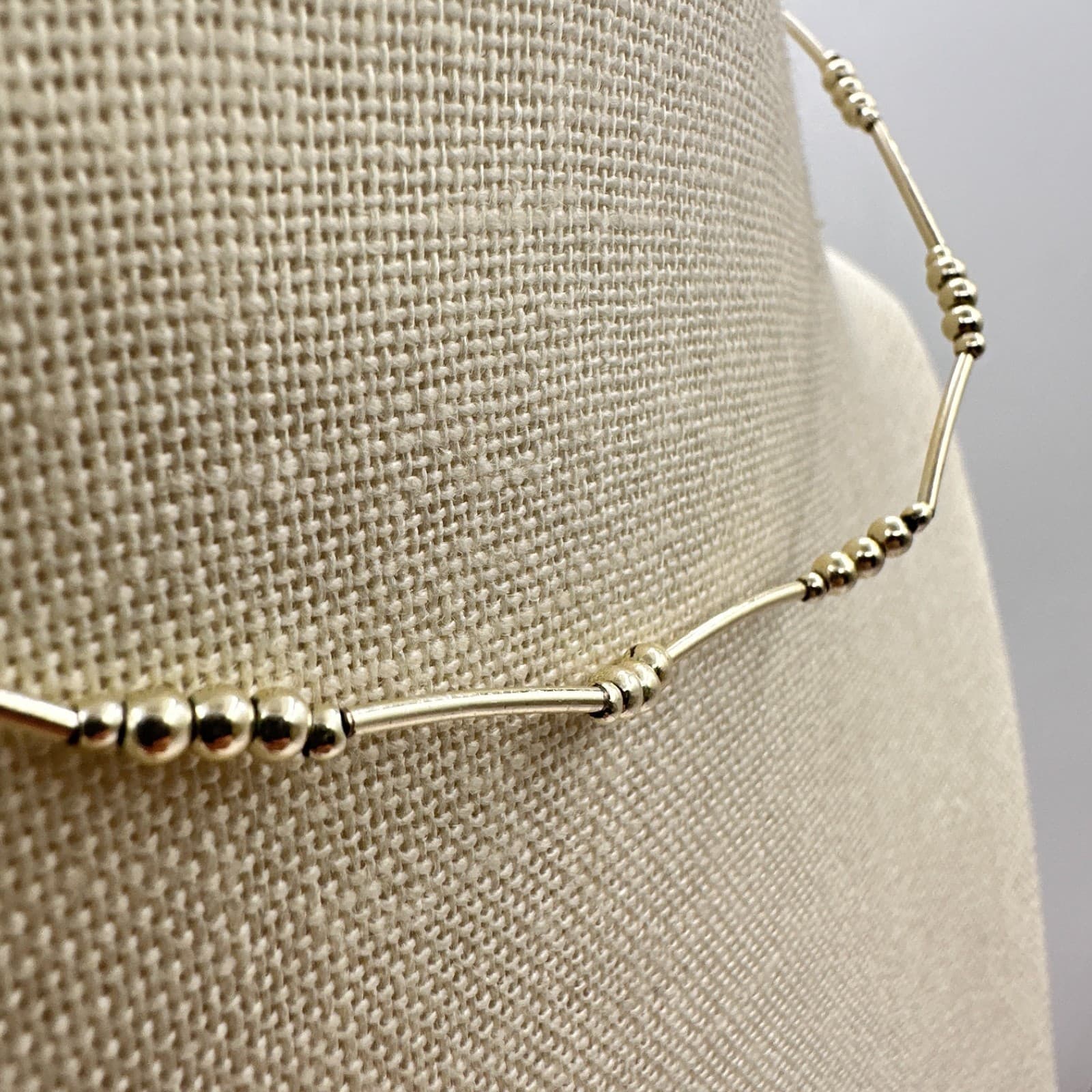 Vintage Y2K Silver Tone Beaded Bar Choker Necklace Retro Women's Classic Jewelry - Thumbnail 5
