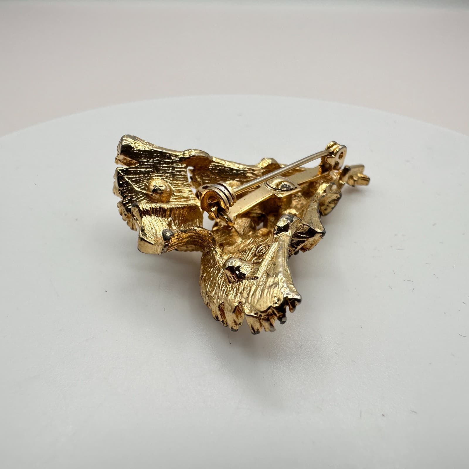 VTG 90s Christmas Tree Rhinestone Brooch Pin Gold Tone Holiday Fashion Jewelry - Thumbnail 5