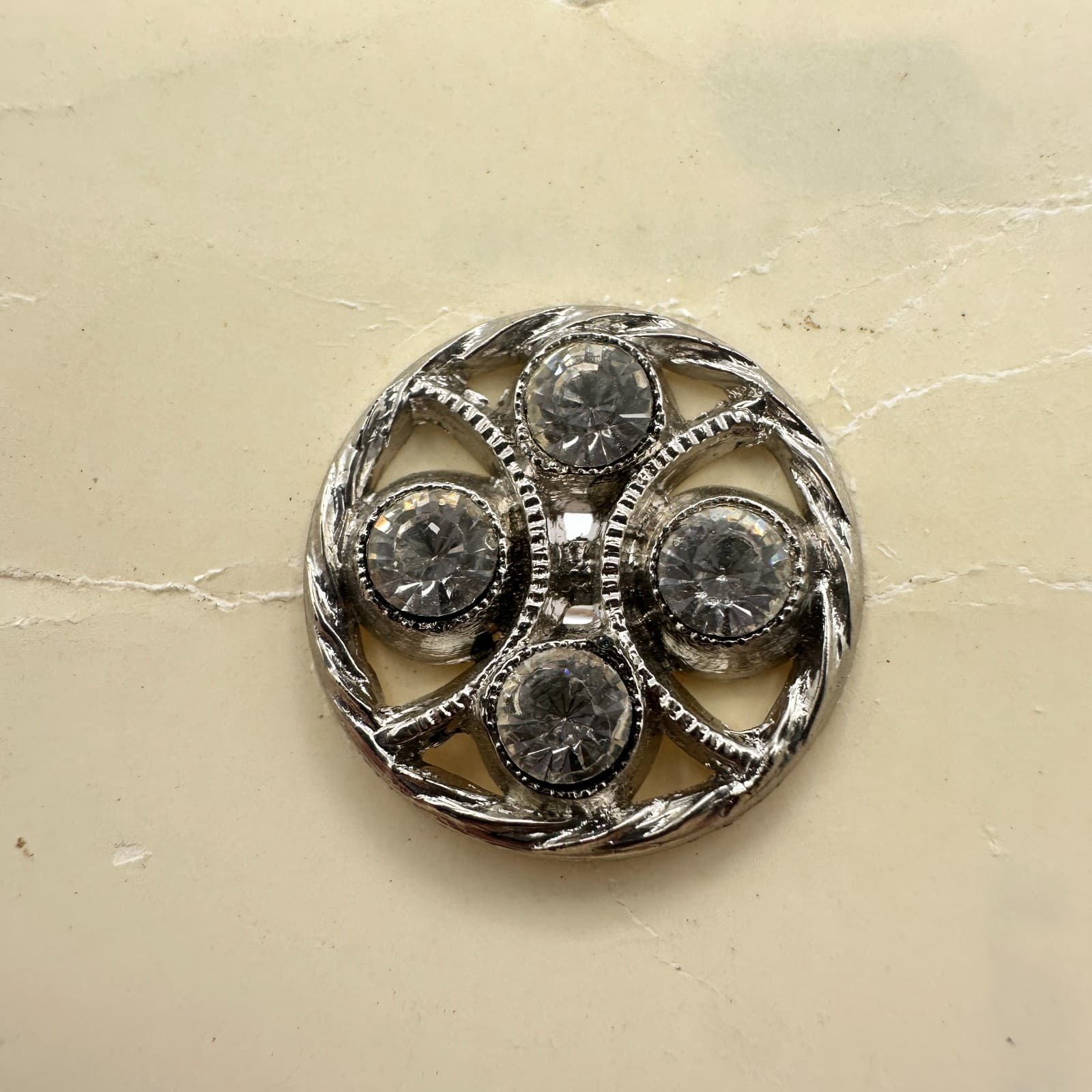 Vintage 30s JHB International Clear Rhinestone Buttons Set Silver Tone Unisex - Thumbnail 6