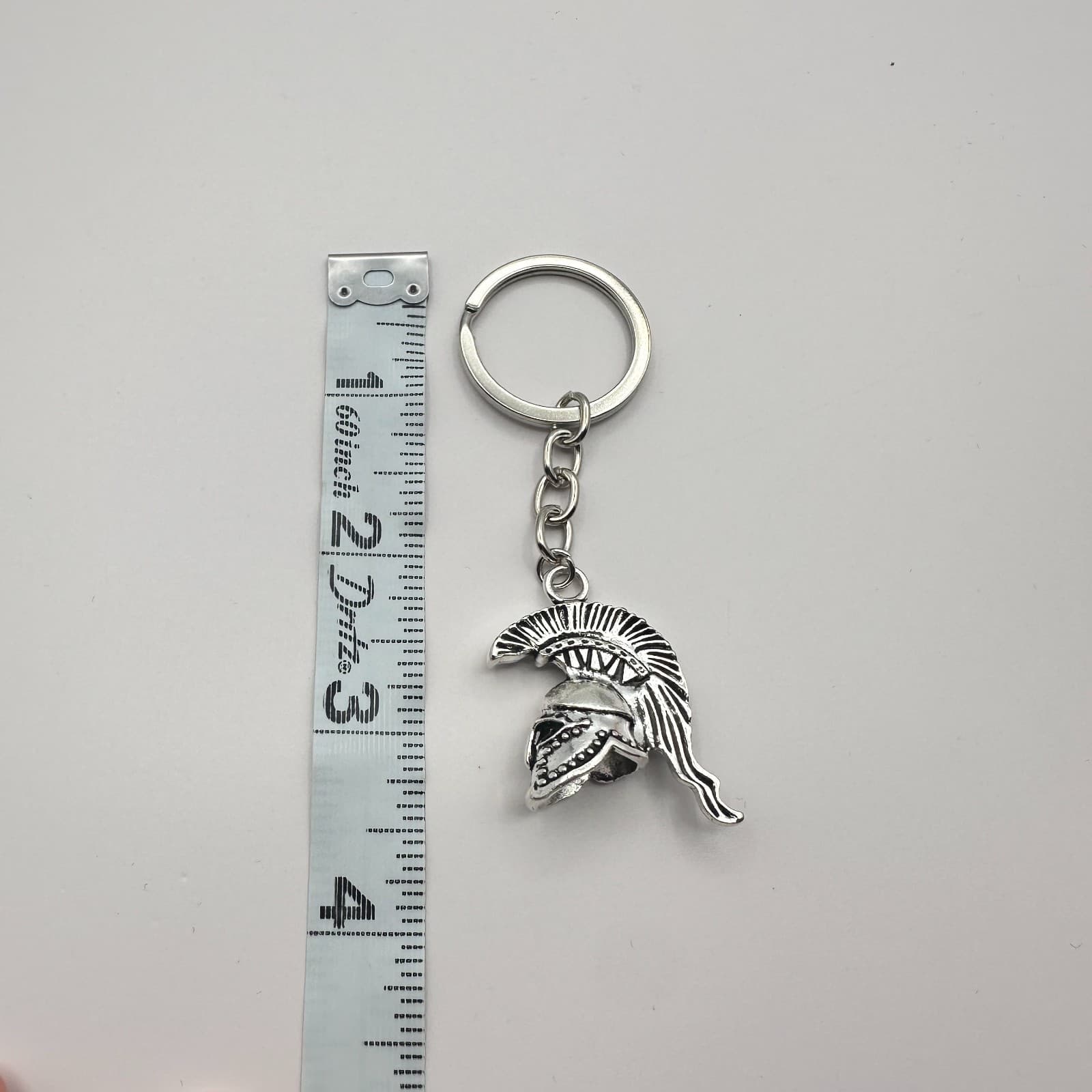 Vintage 90s Silver Tone Spartan Warrior Helmet Keychain Greek Gladiator Jewelry - Thumbnail 5