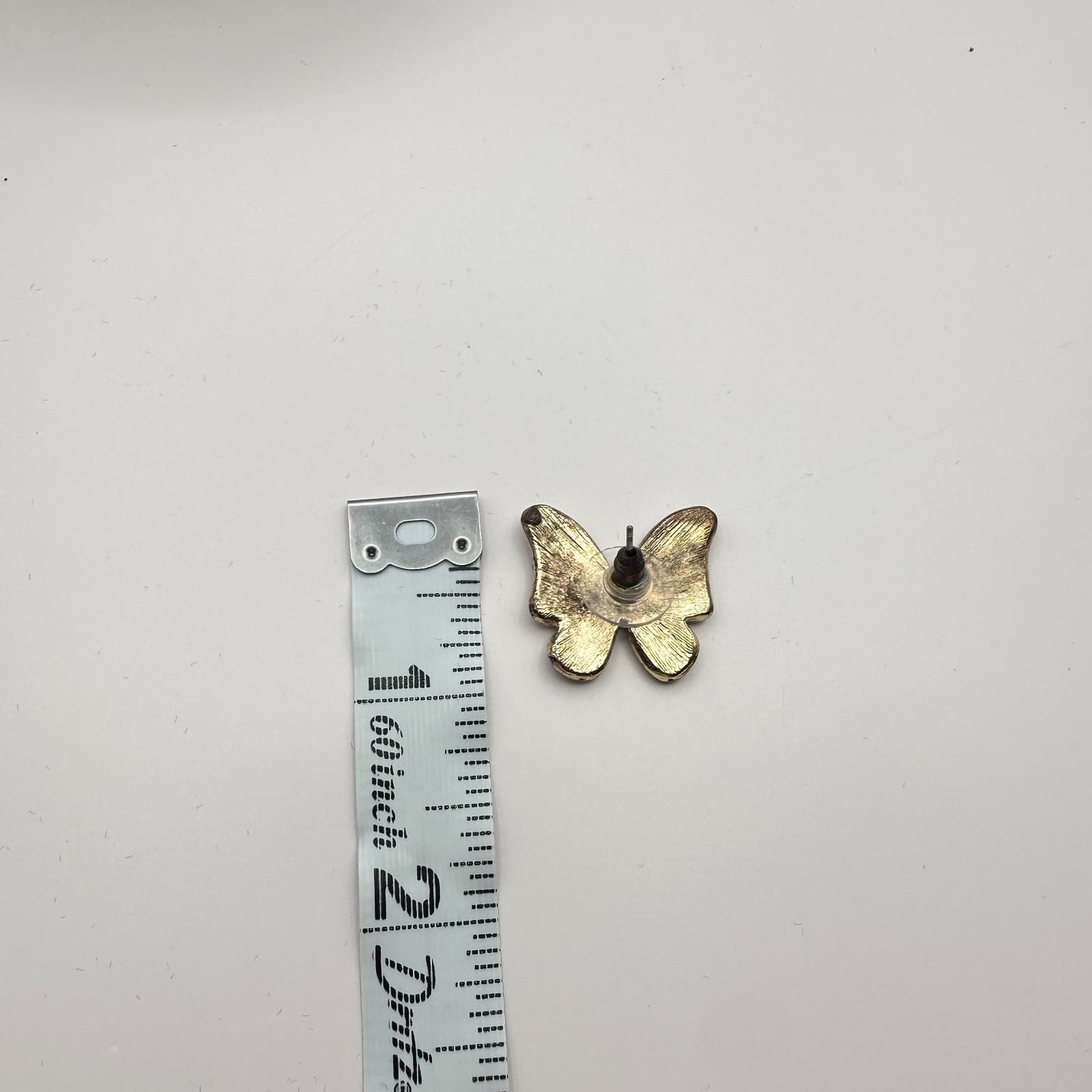 Vintage 90s Gold Tone Pink Glass Pave Butterfly Stud Earrings Fashion Jewelry - Thumbnail 7