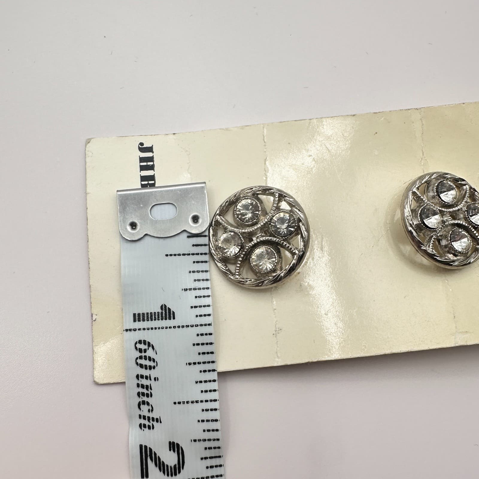 Vintage 30s JHB International Clear Rhinestone Buttons Set Silver Tone Unisex - Thumbnail 7