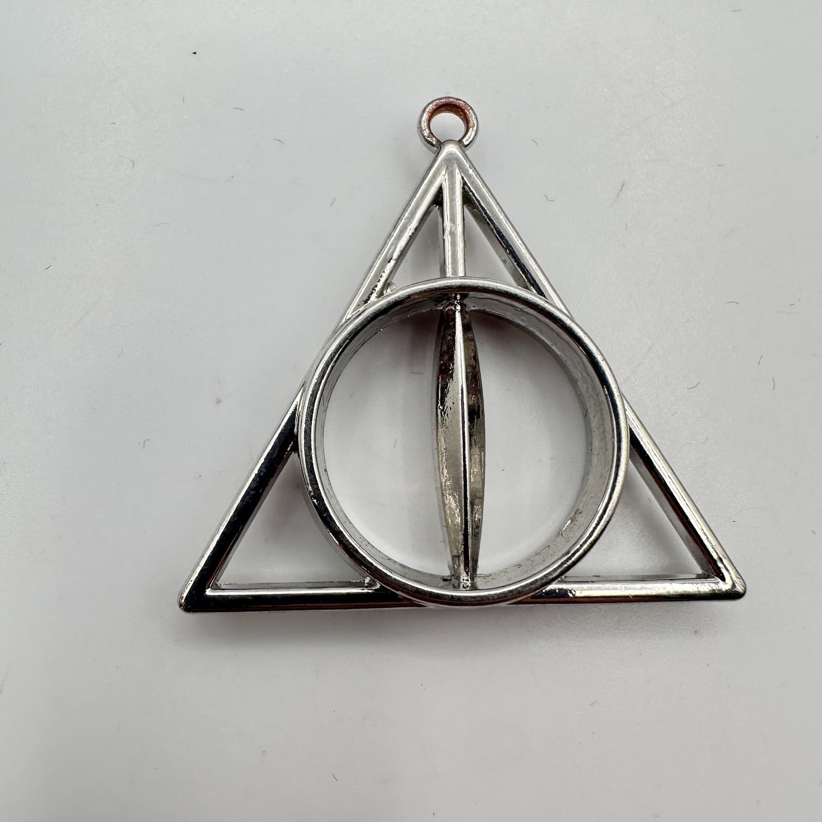 Vintage 90s Harry Potter Deathly Hallows Pendant Silver Tone Fashion Jewelry - Thumbnail 3