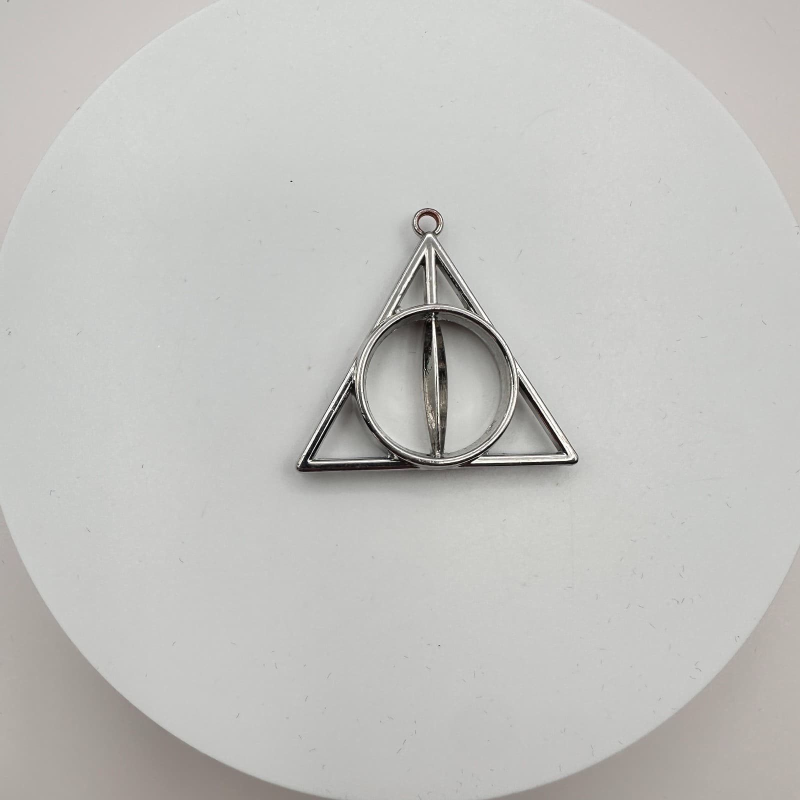 Vintage 90s Harry Potter Deathly Hallows Pendant Silver Tone Fashion Jewelry - Thumbnail 2