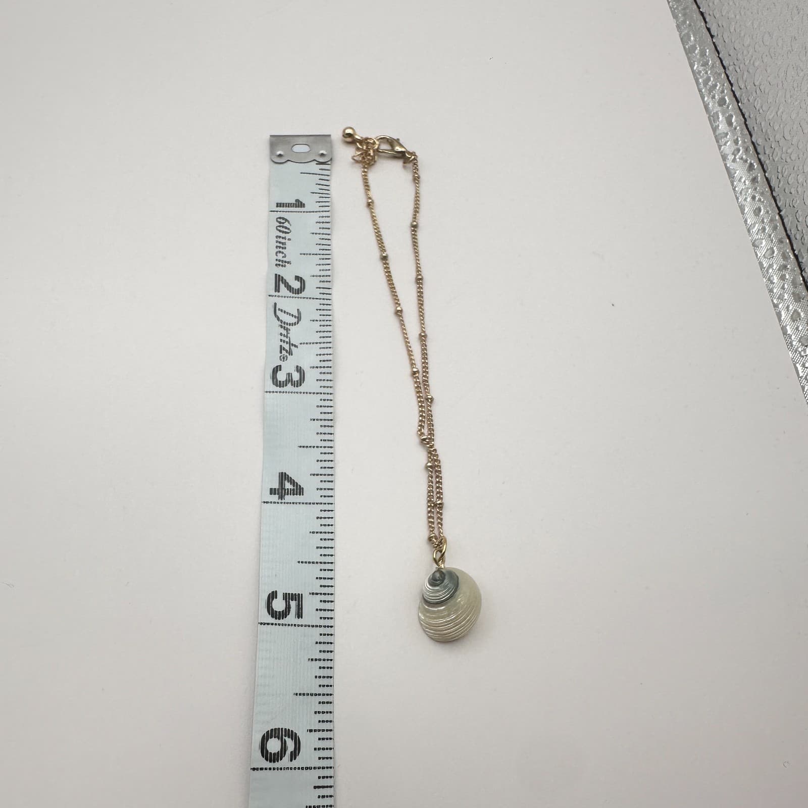 Vintage Y2k Gold Tone Satellite Chain Natural Spiral Seashell Pendant Jewelry - Thumbnail 8