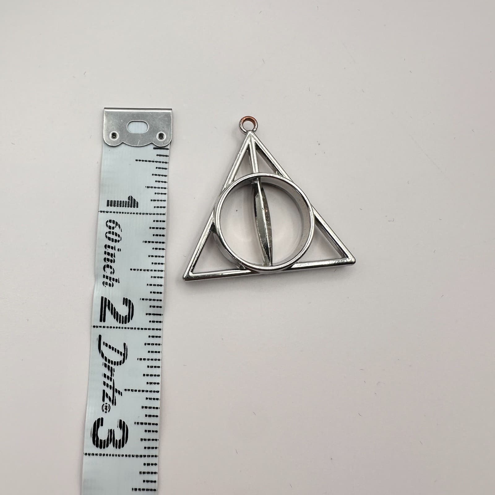 Vintage 90s Harry Potter Deathly Hallows Pendant Silver Tone Fashion Jewelry - Thumbnail 5
