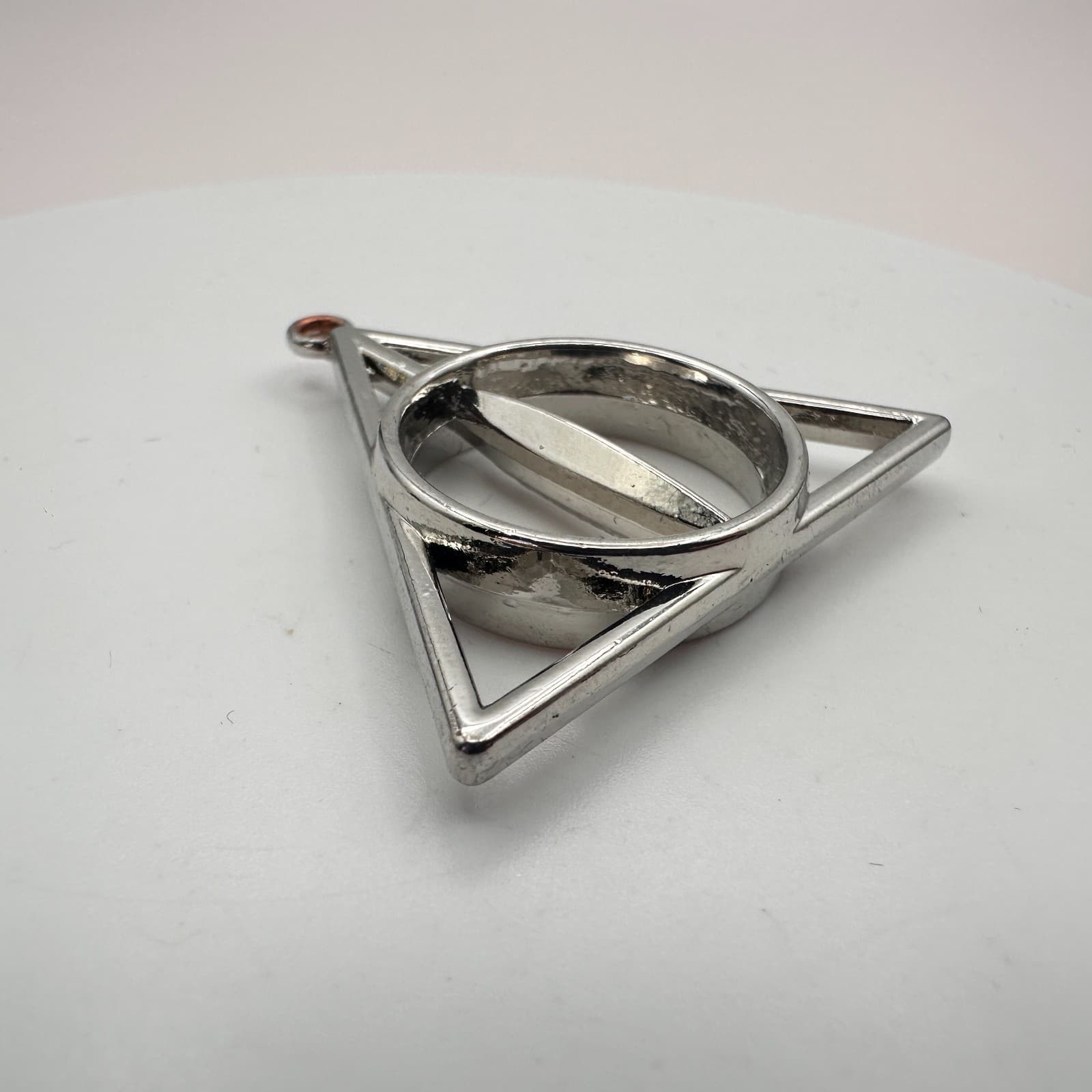 Vintage 90s Harry Potter Deathly Hallows Pendant Silver Tone Fashion Jewelry - Thumbnail 4