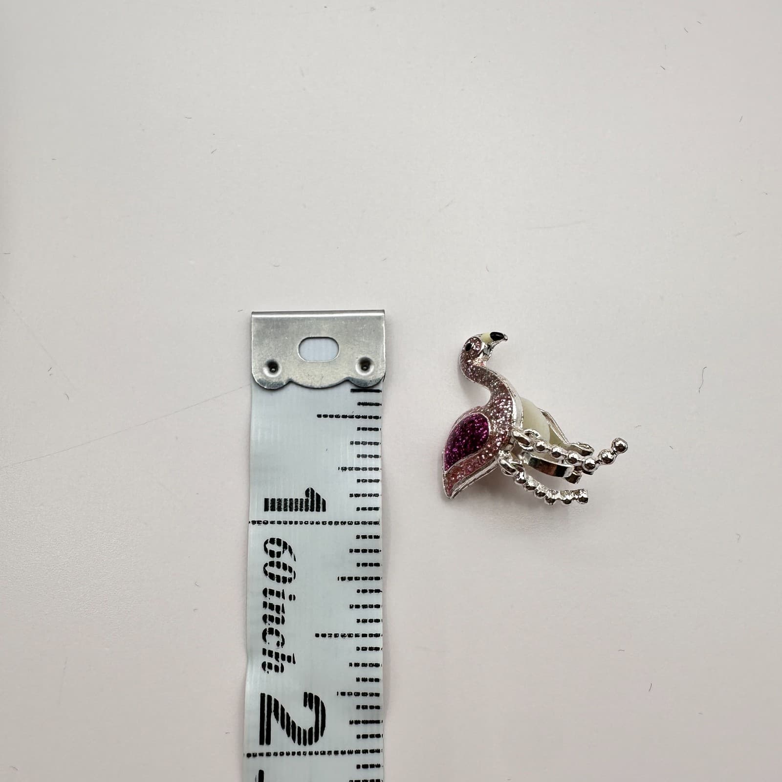 Vintage 90s Silver Tone Pink & Purple Glitter Flamingo Earrings Fashion Jewelry - Thumbnail 11
