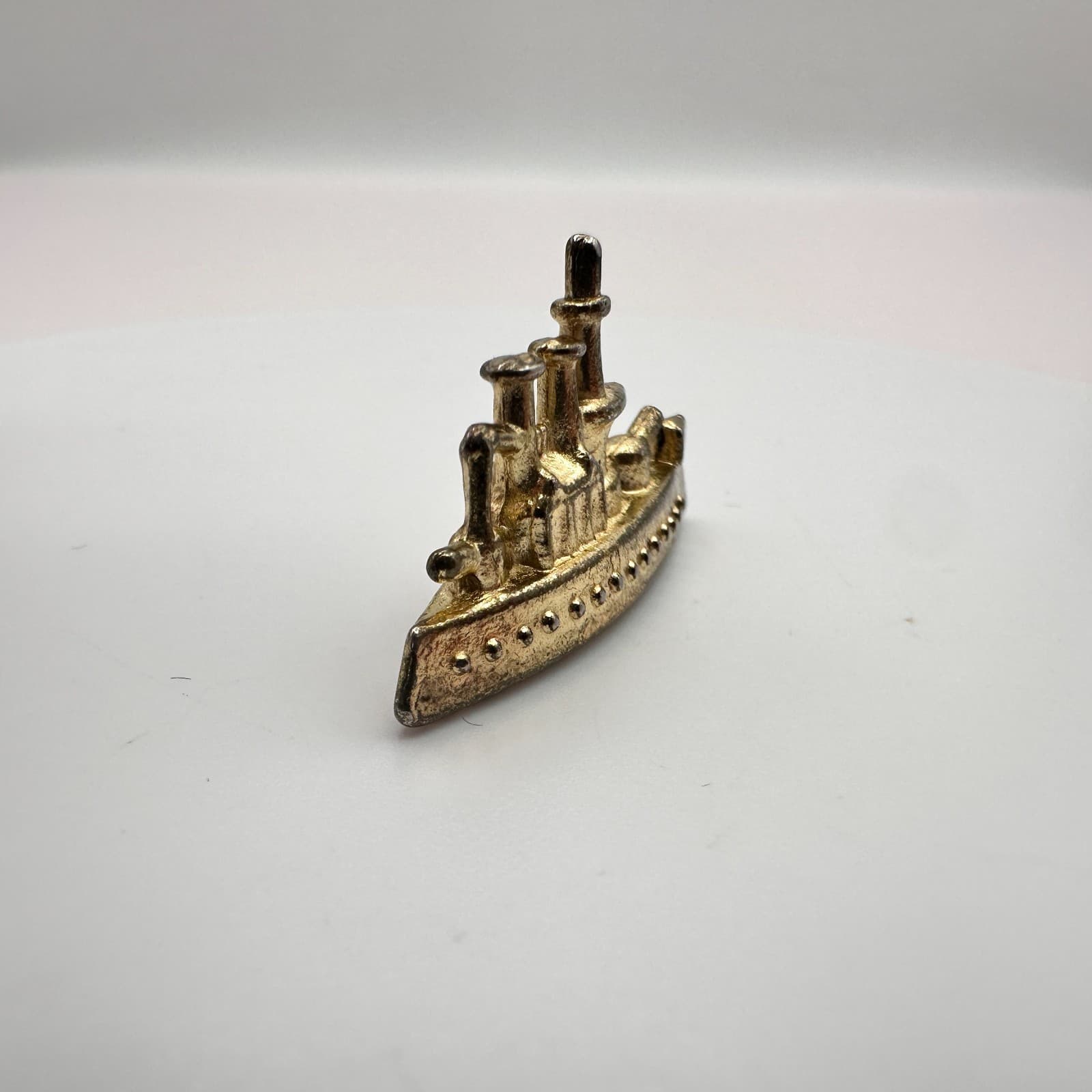 VTG 80s Gold Tone Battleship Monopoly Replacement Part Game Token Piece Pawn - Thumbnail 4