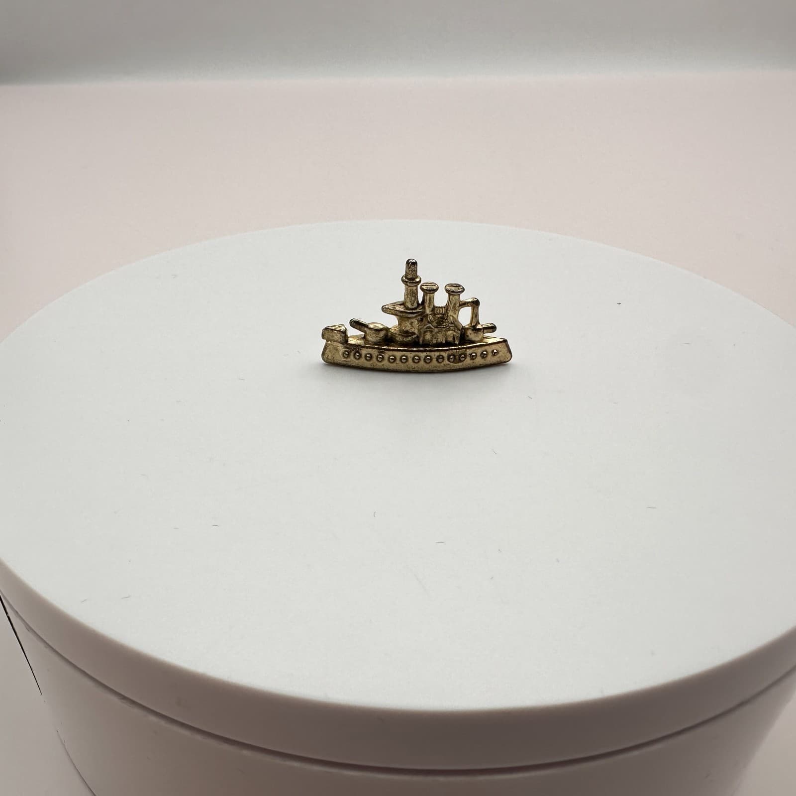 VTG 80s Gold Tone Battleship Monopoly Replacement Part Game Token Piece Pawn - Thumbnail 5