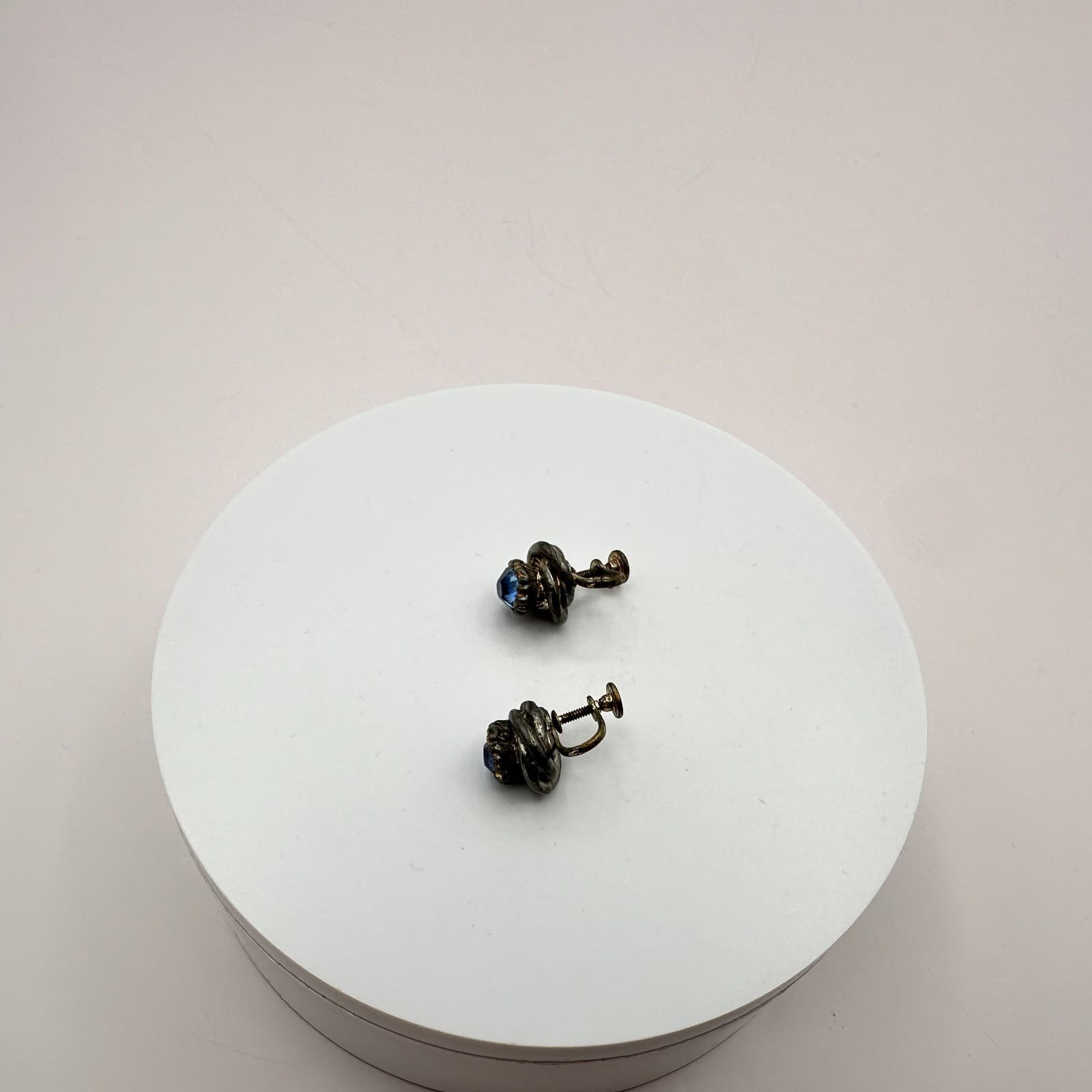 Vintage 90s Blue Glass Silver Tone Knot Earrings Classic Fashion Women's Jewelry - Thumbnail 7