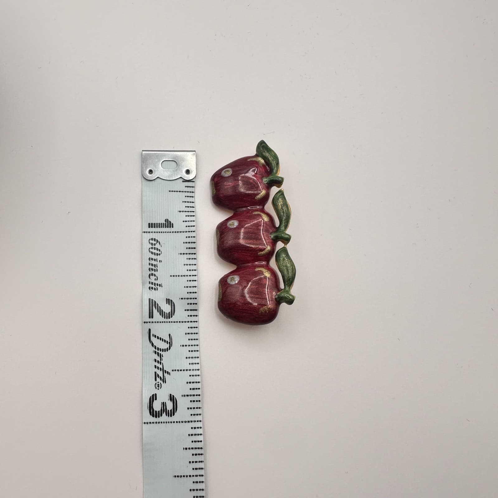 Vintage Y2K Tanya Creations Gold Tone Enamel Red Trio Apple Brooch Pin Jewelry - Thumbnail 7