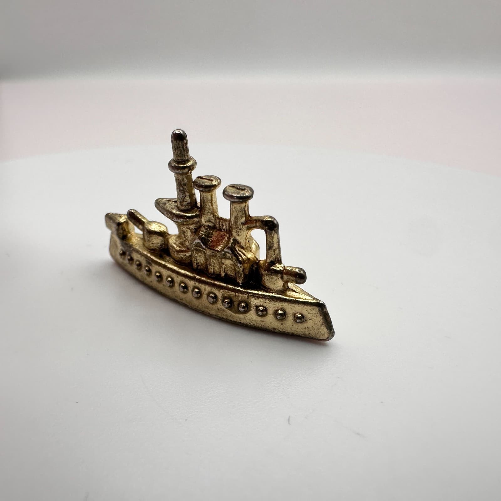 VTG 80s Gold Tone Battleship Monopoly Replacement Part Game Token Piece Pawn - Thumbnail 3