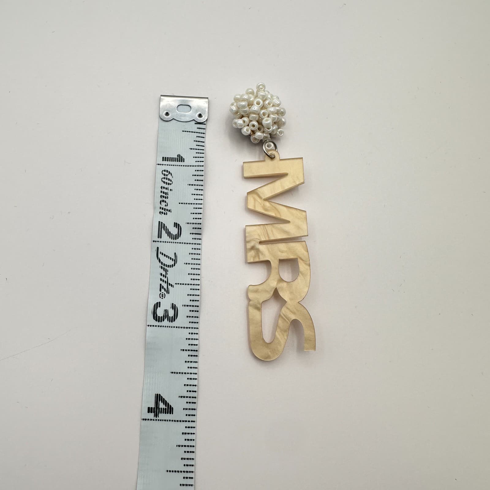 Vintage Y2K MRS Word Charm White Beaded Wedding Table Decoration Centerpiece - Thumbnail 6