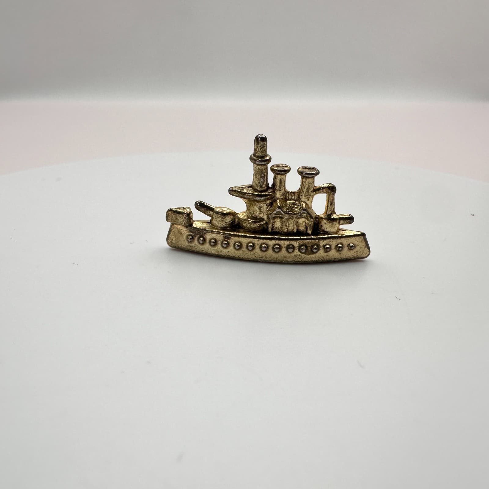 VTG 80s Gold Tone Battleship Monopoly Replacement Part Game Token Piece Pawn - Thumbnail 2