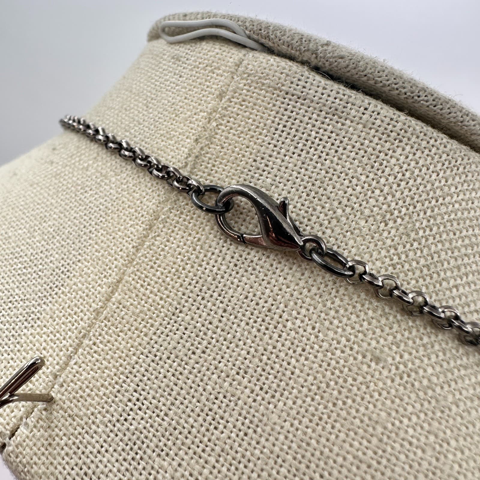 Vintage 90s Blue Glass & Gunmetal Stations Necklace Classic Fashion Jewelry - Thumbnail 7