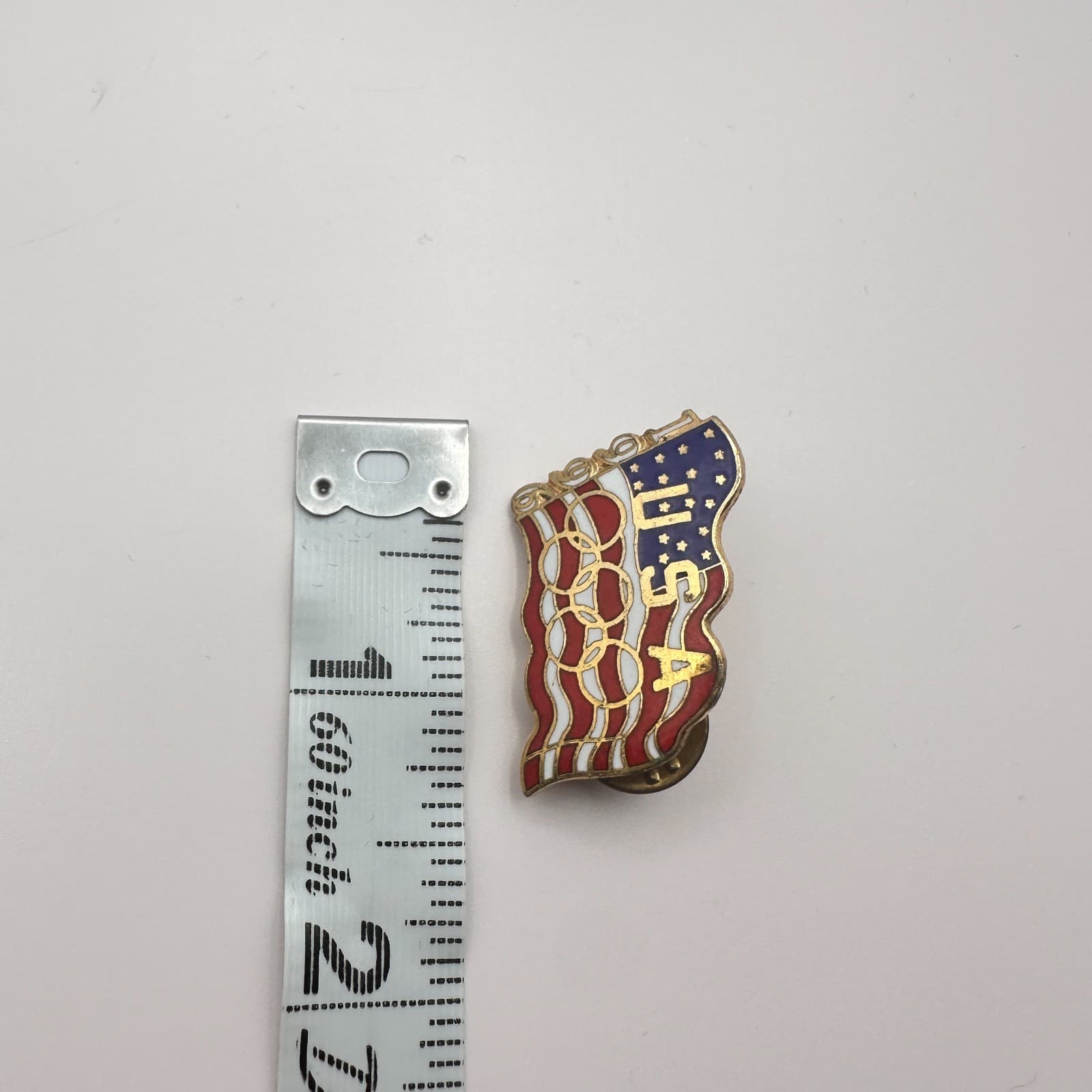 Vintage 90s Ho Ho NYC Enamel Atlanta Olympics USA Flag Pin Gold Tone Jewelry - Thumbnail 6