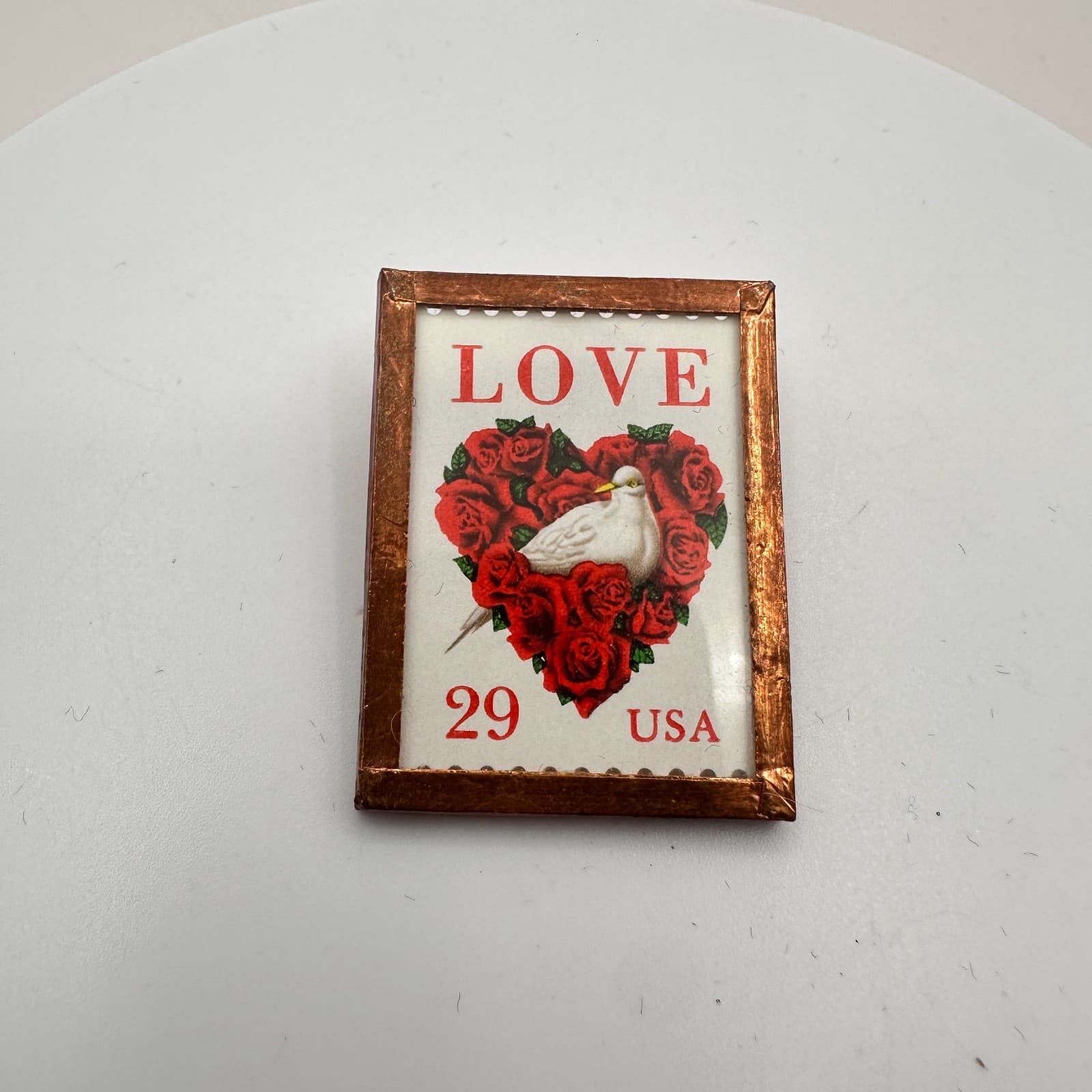 Vintage 90s Y2K Love 29 USA Picture Frame Brooch Pin Classic Fashion Jewelry - Thumbnail 4