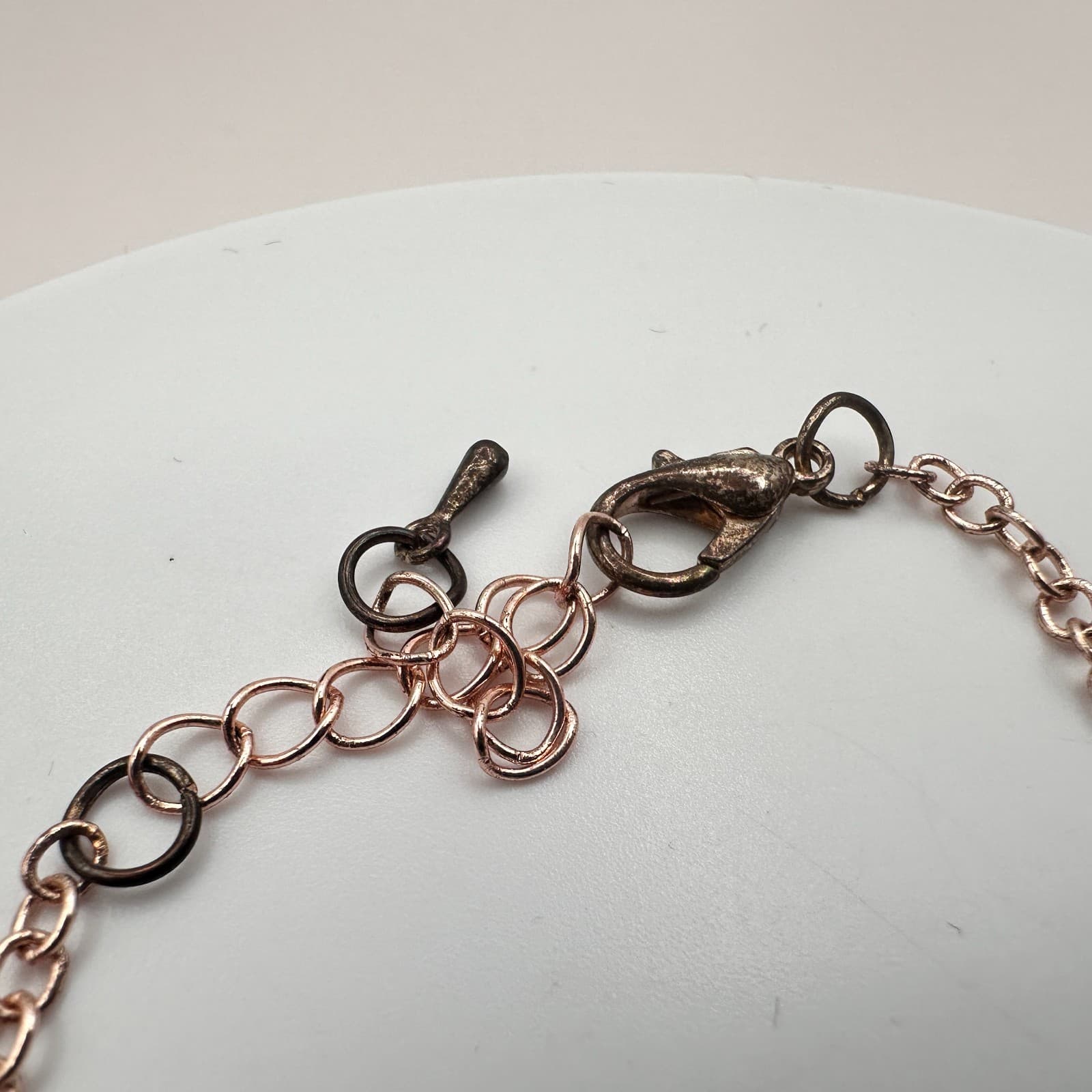 Vintage 90s Rose Gold Tone Bow Rhinestone Bracelet Women's Classic Jewelry - Thumbnail 6