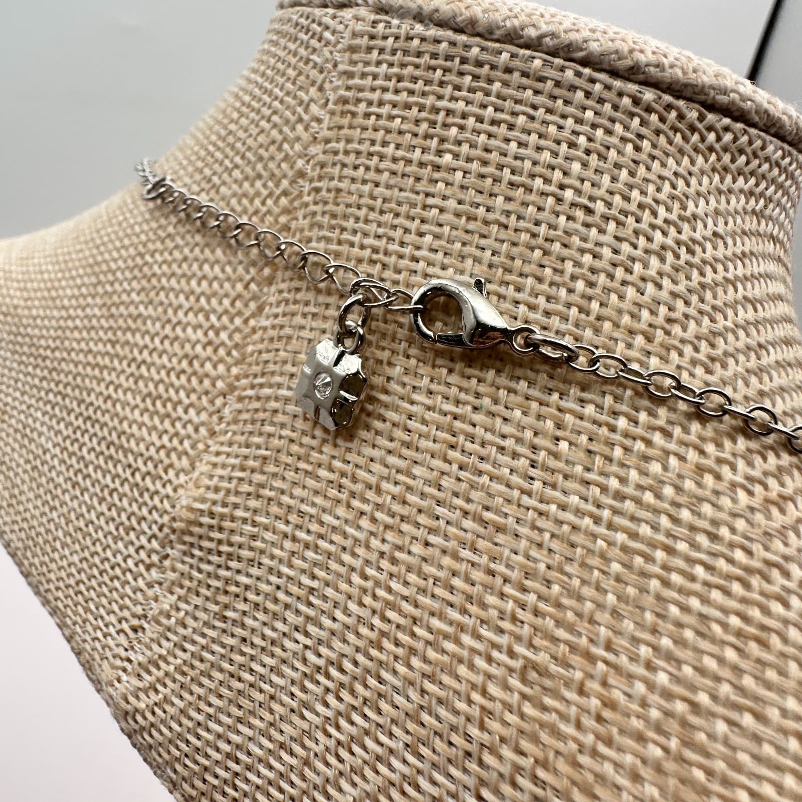 Vintage 90s Silver Tone Clear Rhinestone Marquis Statement Necklace Jewelry - Thumbnail 7