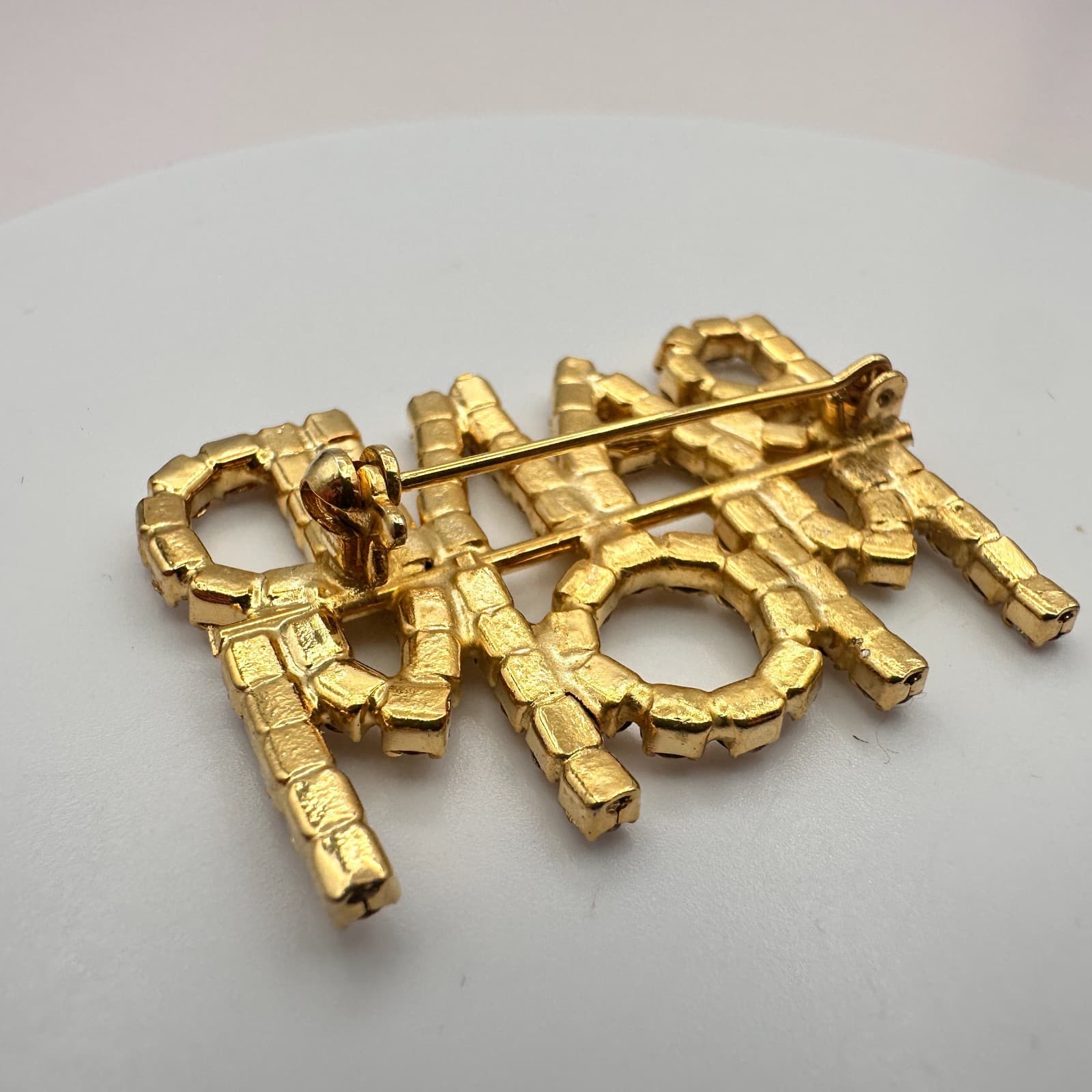 Vintage Y2K Band Mom Gold Tone Rhinestone Brooch Pin Women's Classic Jewelry - Thumbnail 5