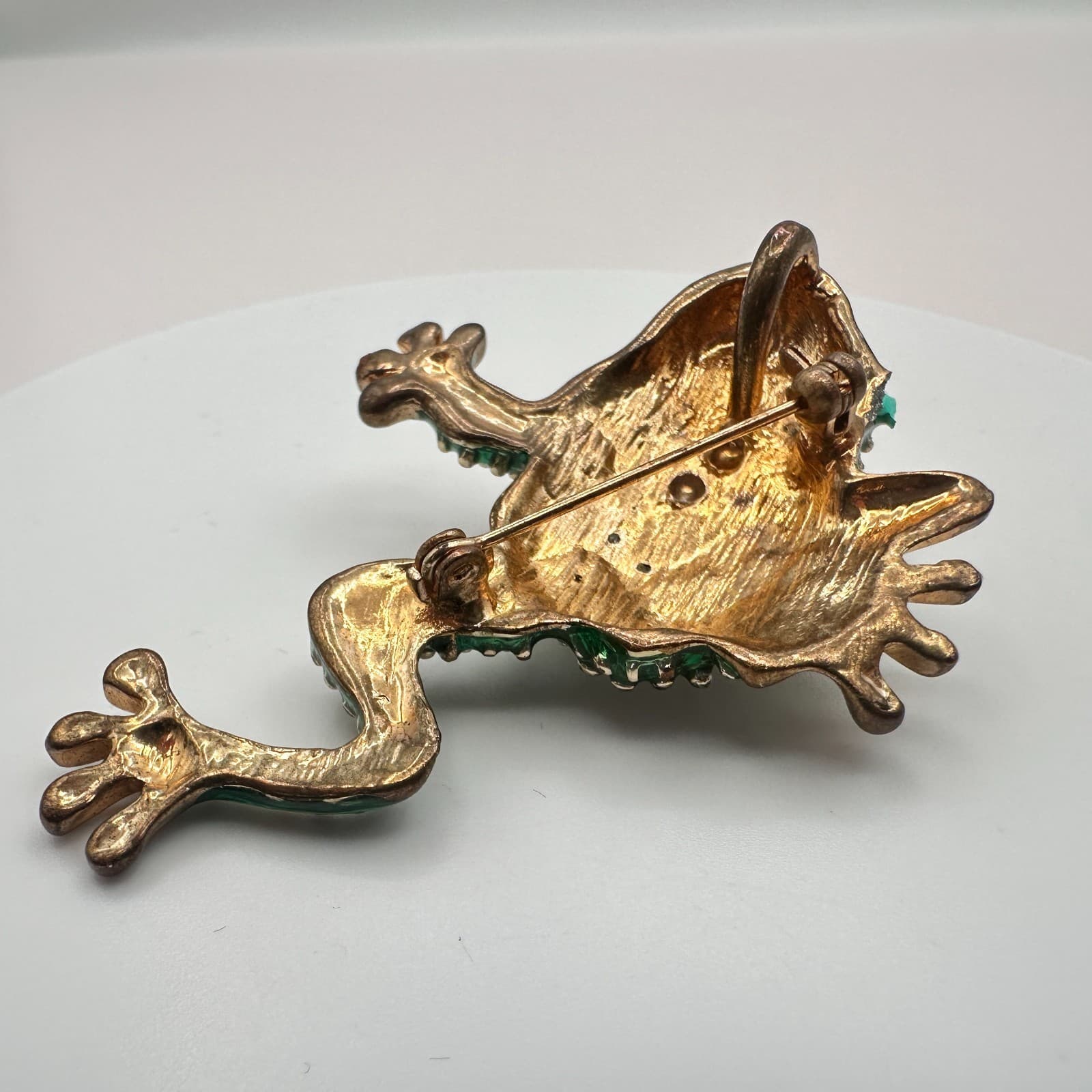 Vintage Y2K Gold Tone Frog Clear Rhinestones Brooch Pin Women's Classic Jewelry - Thumbnail 6