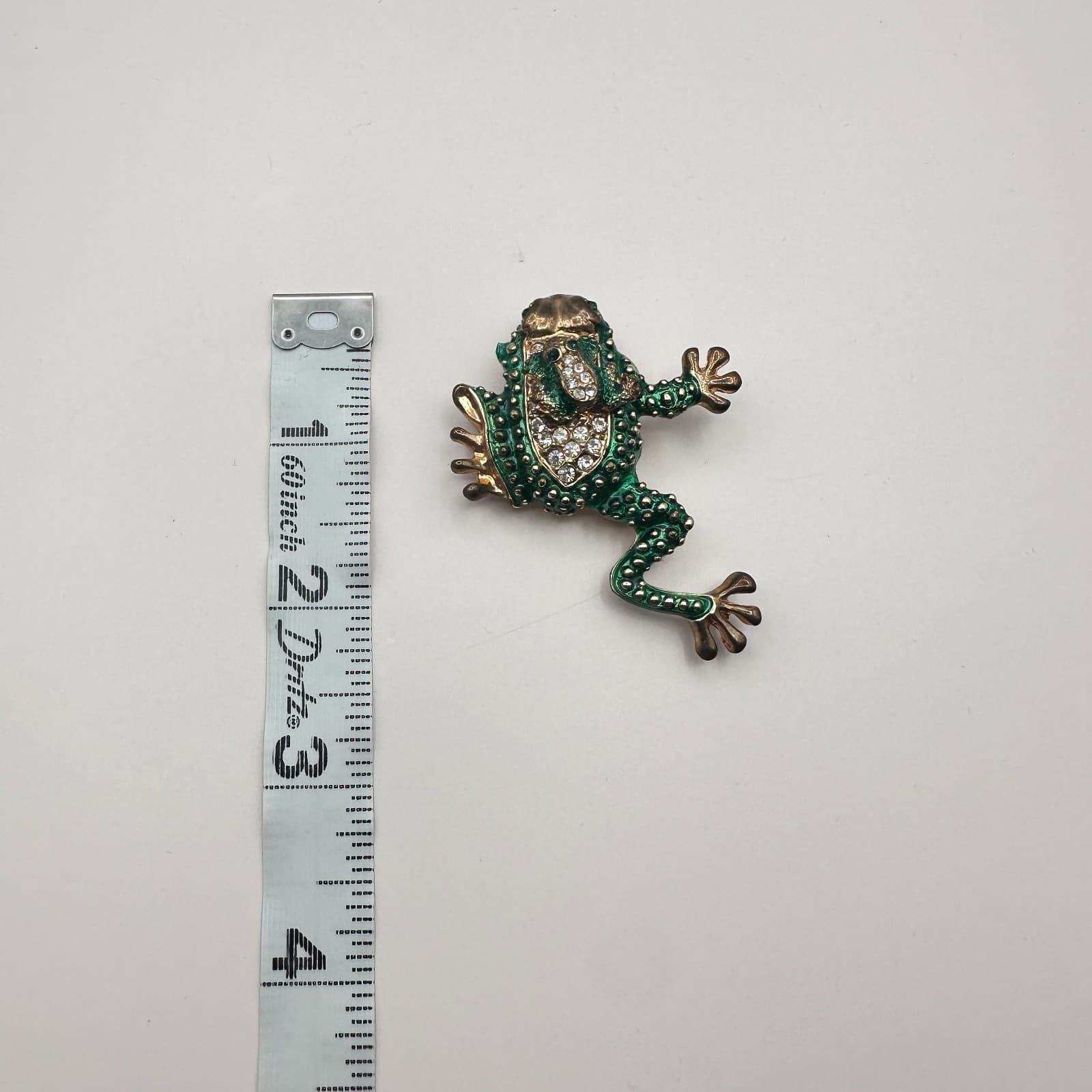 Vintage Y2K Gold Tone Frog Clear Rhinestones Brooch Pin Women's Classic Jewelry - Thumbnail 7