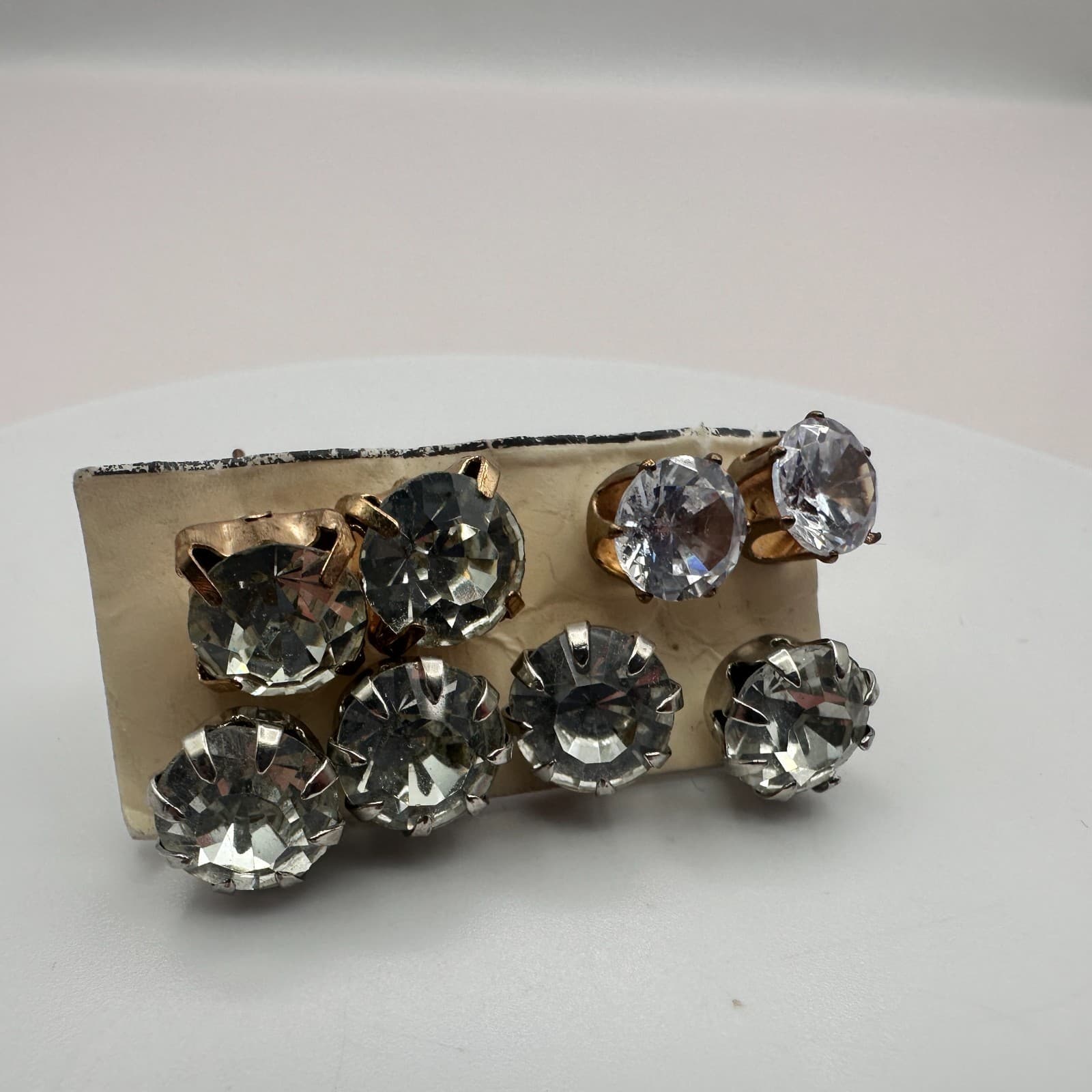 Vintage 90s Clear Glass Earrings Set Statement Classic Fashion Women's Jewelry - Thumbnail 6